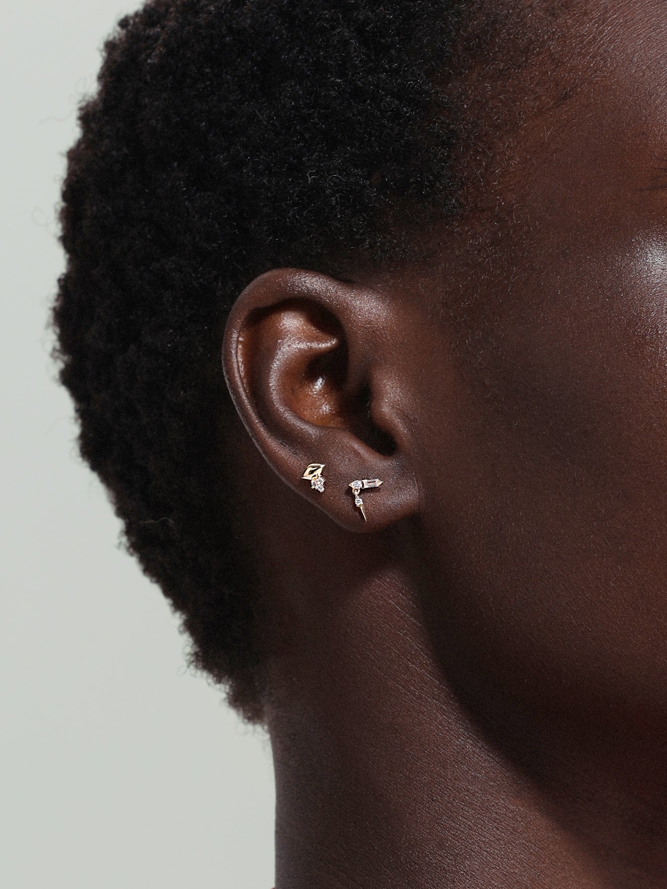 14k Solid Gold Prism Geometric Flatback Stud