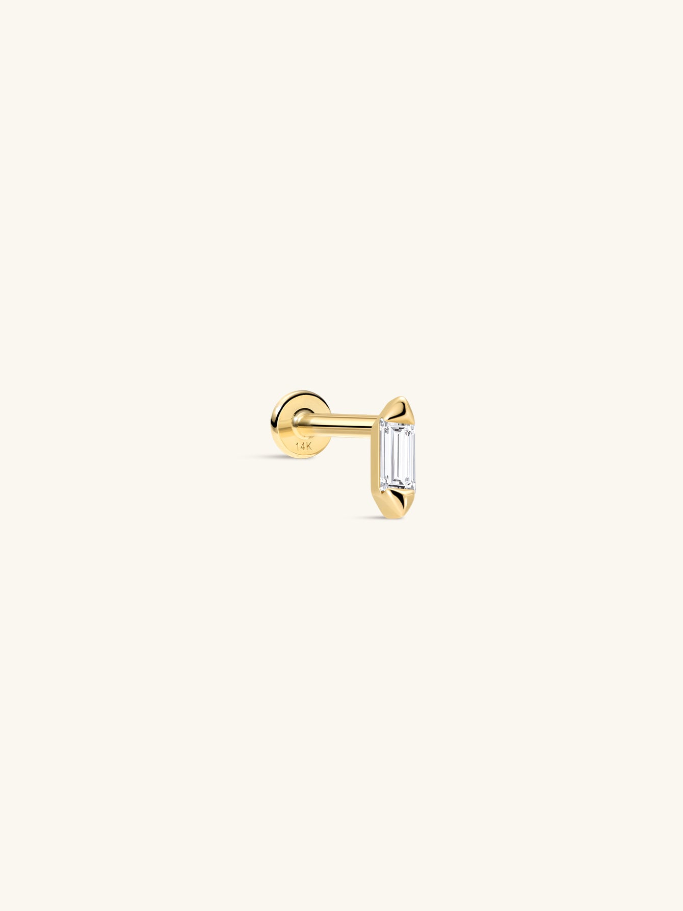 14k Solid Gold Prism Square CZ Flatback Stud