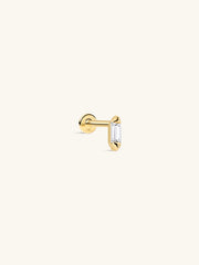 KOSINER 14K الذهب الصلب قطع باغيت الماس المزروع في المعمل مسمار مسطح الظهر، ثقب ملولب داخليًا