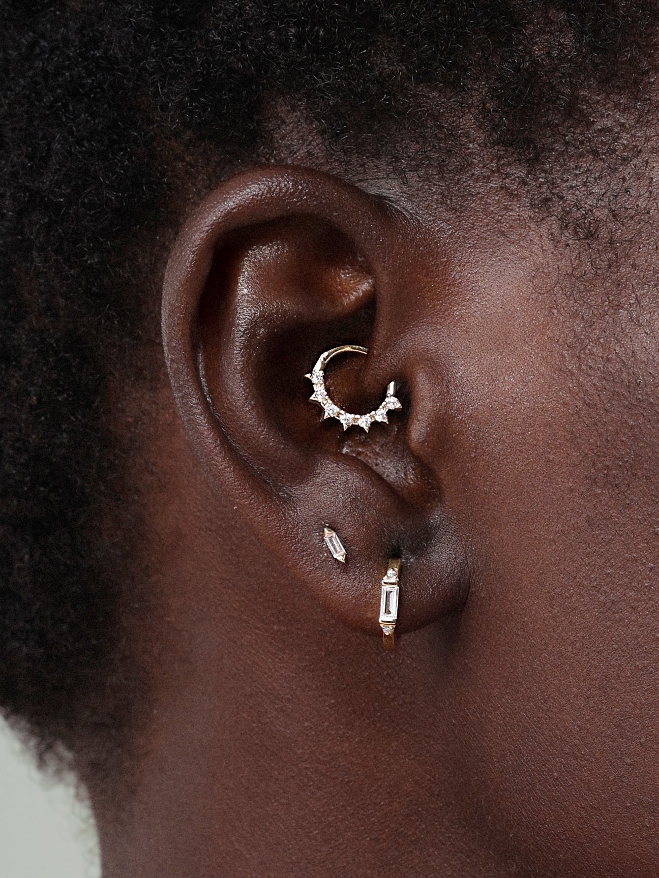 14k Solid Gold Prism Square CZ Flatback Stud