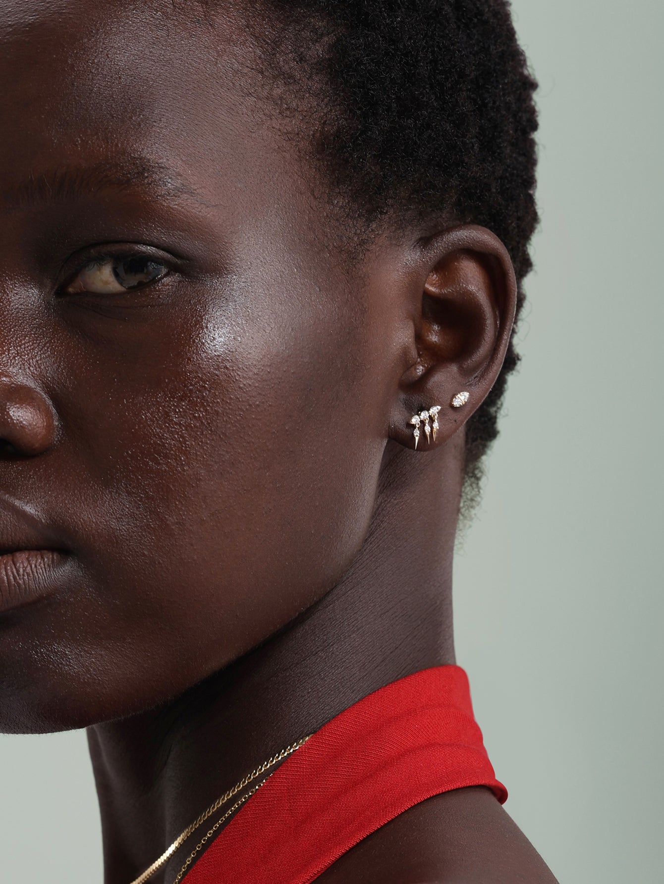 Goujon géométrique à dos plat en or massif 14 carats Prism Sparkle