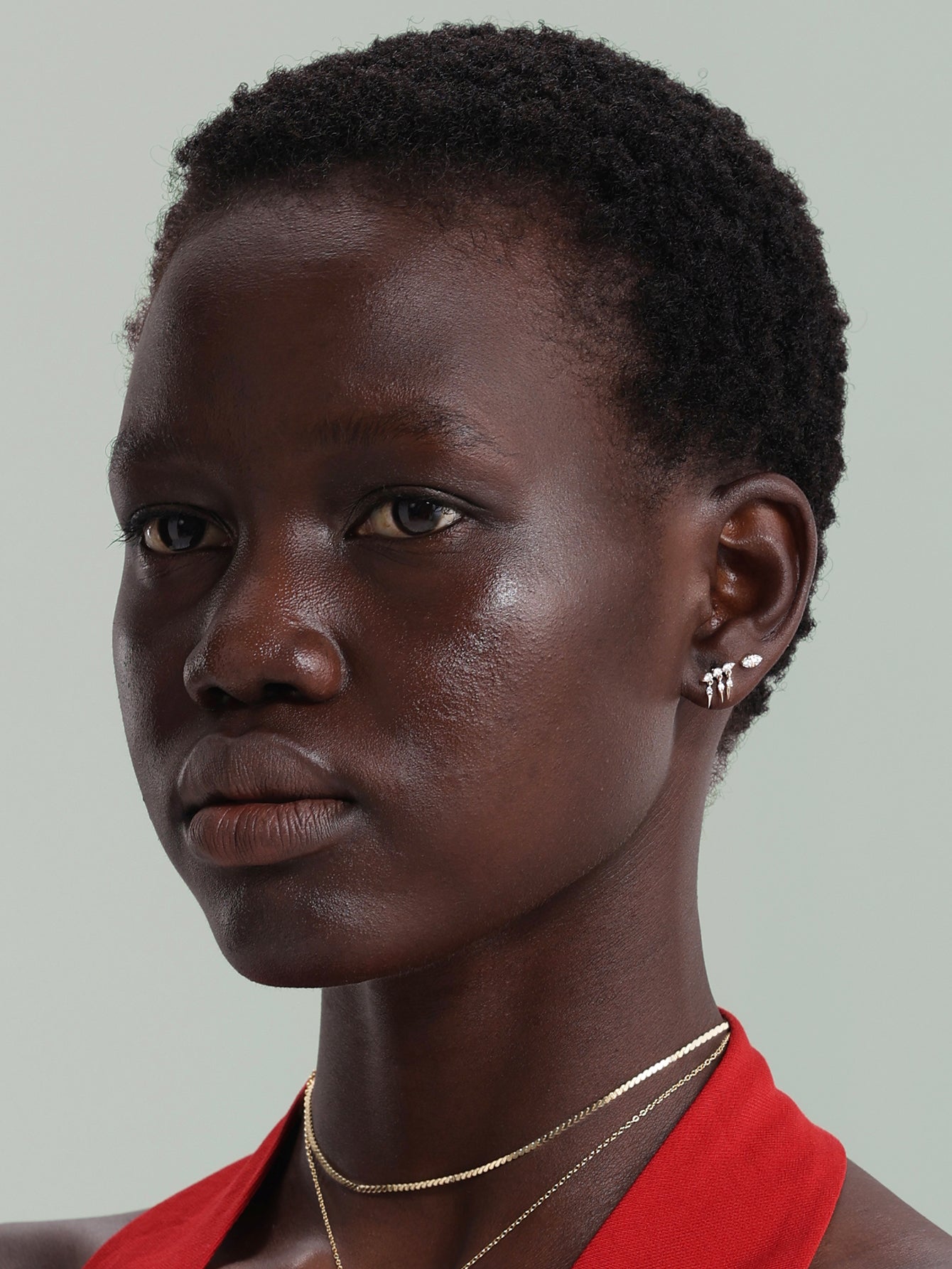 Goujon géométrique à dos plat en or massif 14 carats Prism Sparkle