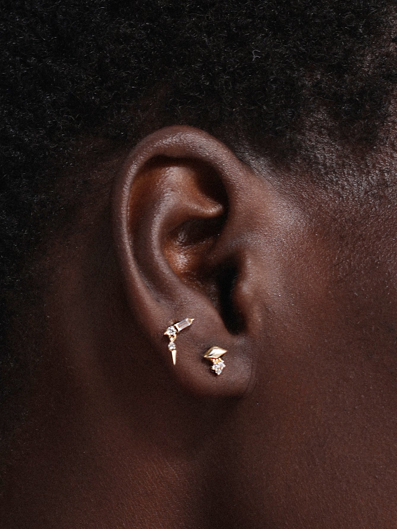 14k Solid Gold Prism Sparkle Rivet Flatback Stud