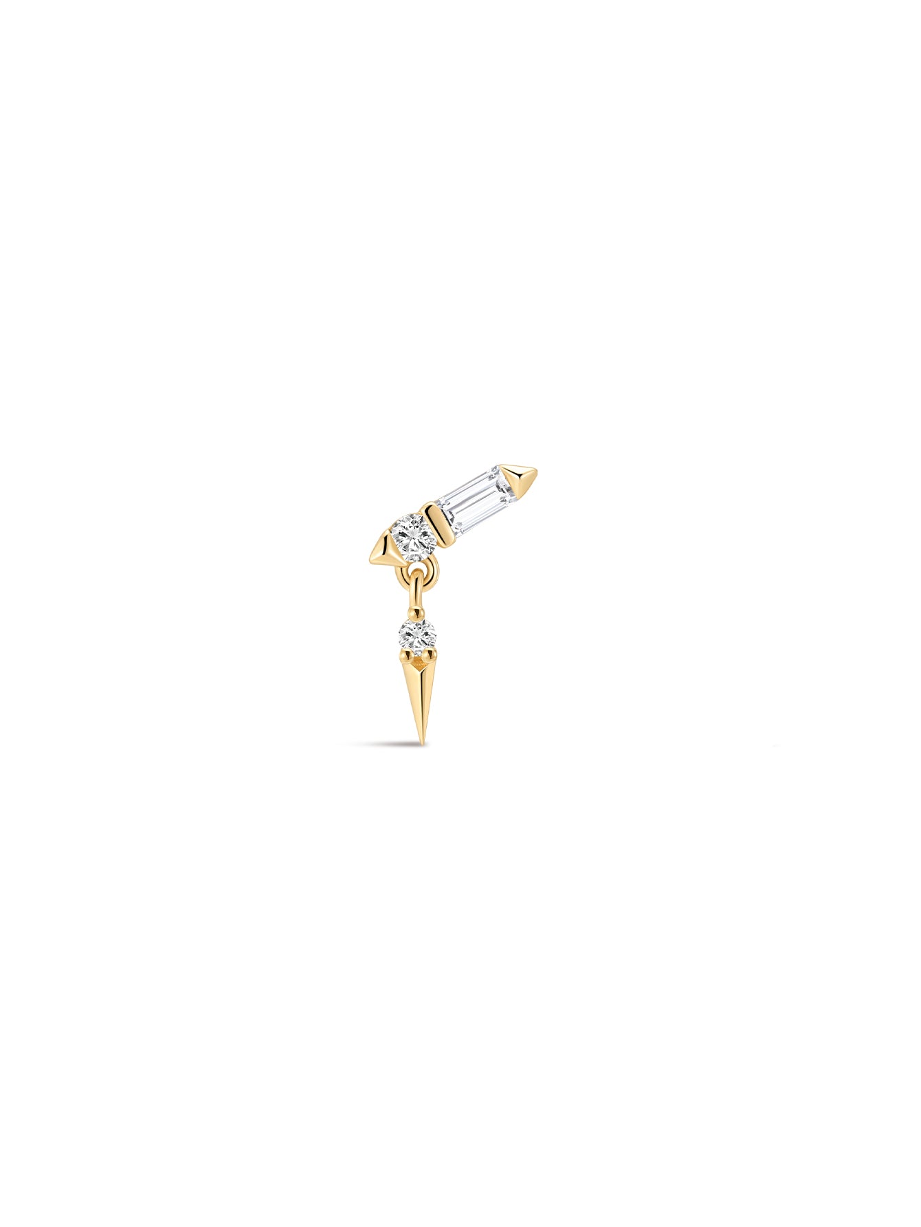 KOSINER Piercing per ombelico Prism in oro massiccio 14K con borchia scintillante, base piatta