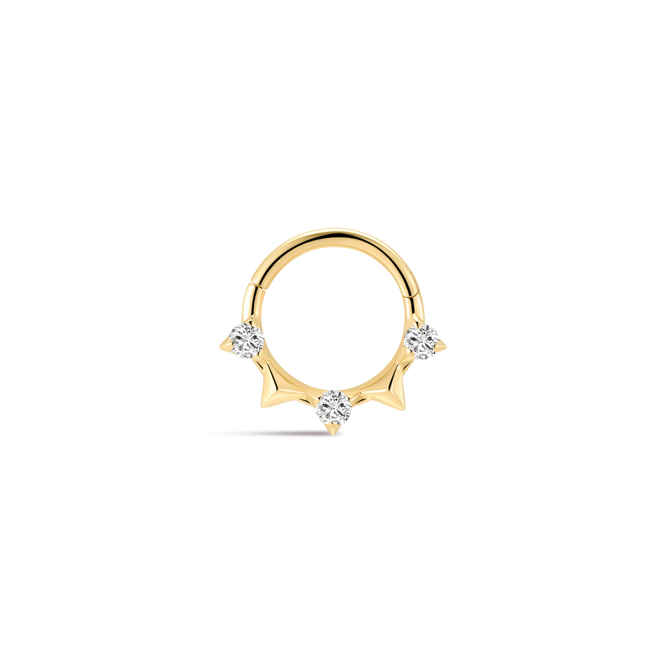 Anneau d'oreille géométrique prisme en or massif 14 carats