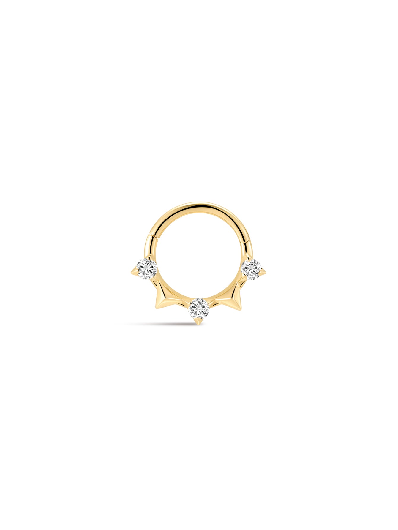 Anneau d'oreille géométrique prisme en or massif 14 carats