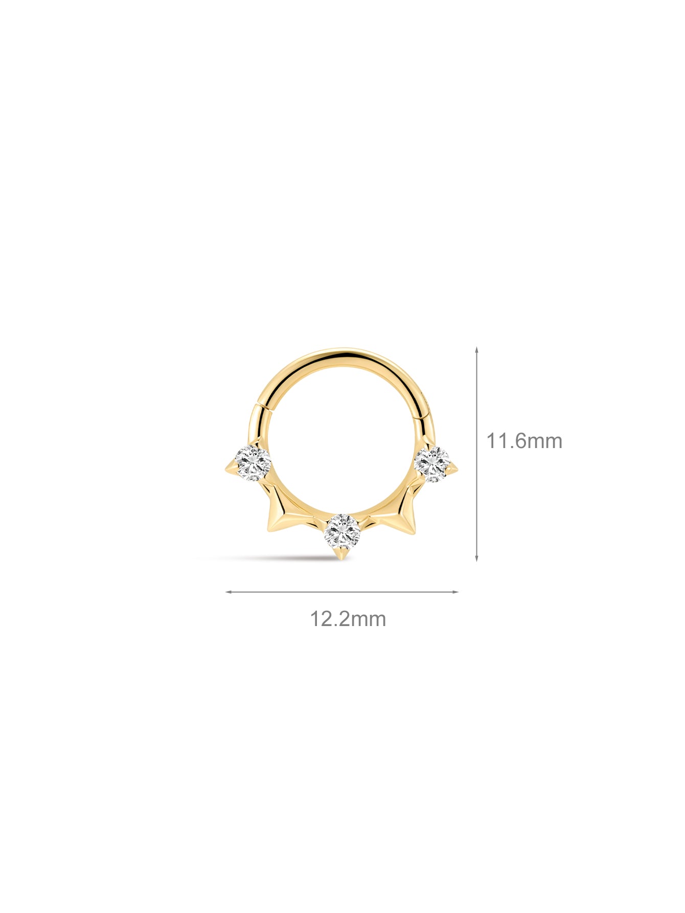 Anneau d'oreille géométrique prisme en or massif 14 carats