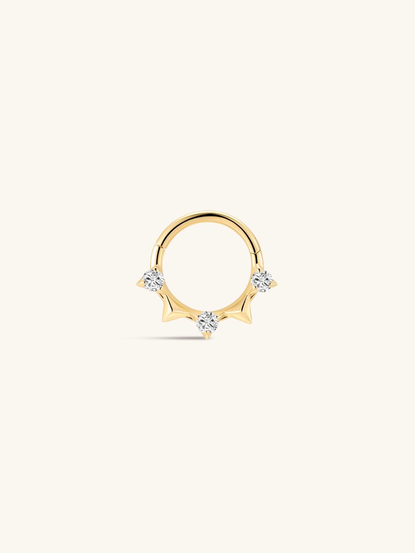 14K Solid Gold Prism Geometric Ear Ring Hoop