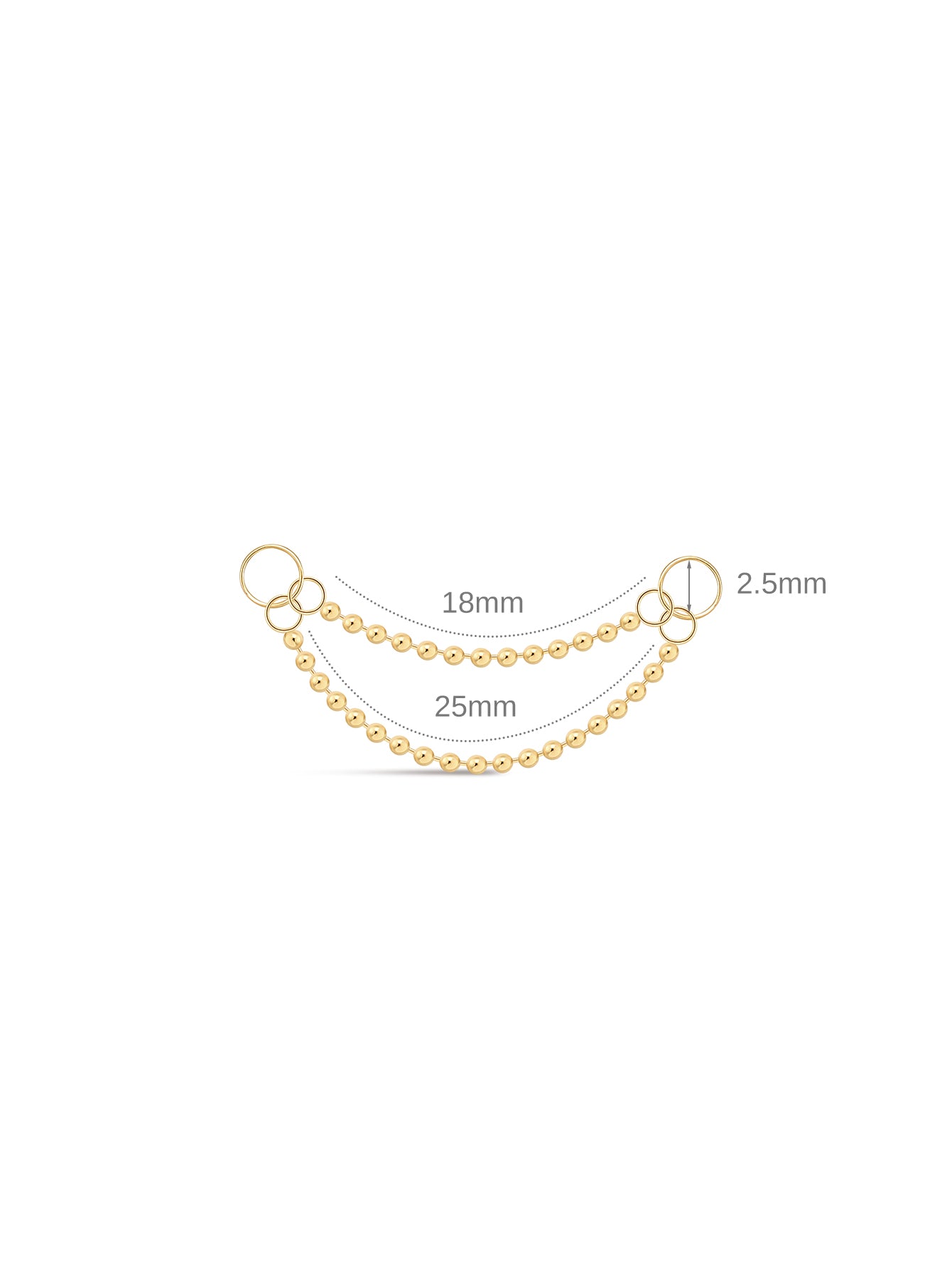 Spheres Double Chain Charm In 14K Solid Gold