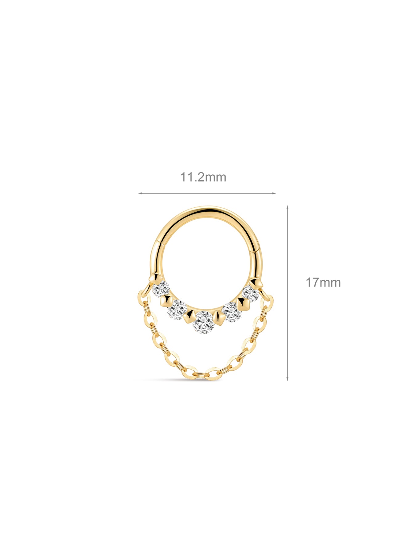 Anneau d'oreille à pompon prisme en or massif 14 carats