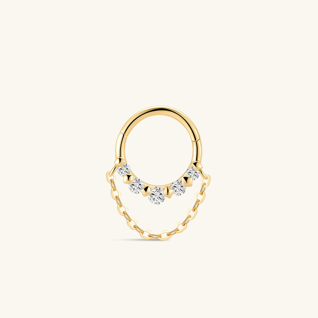 Kosiner Jewelry KOSINER Prism 14K Solid Gold Elegant Chain Pendant Hoop