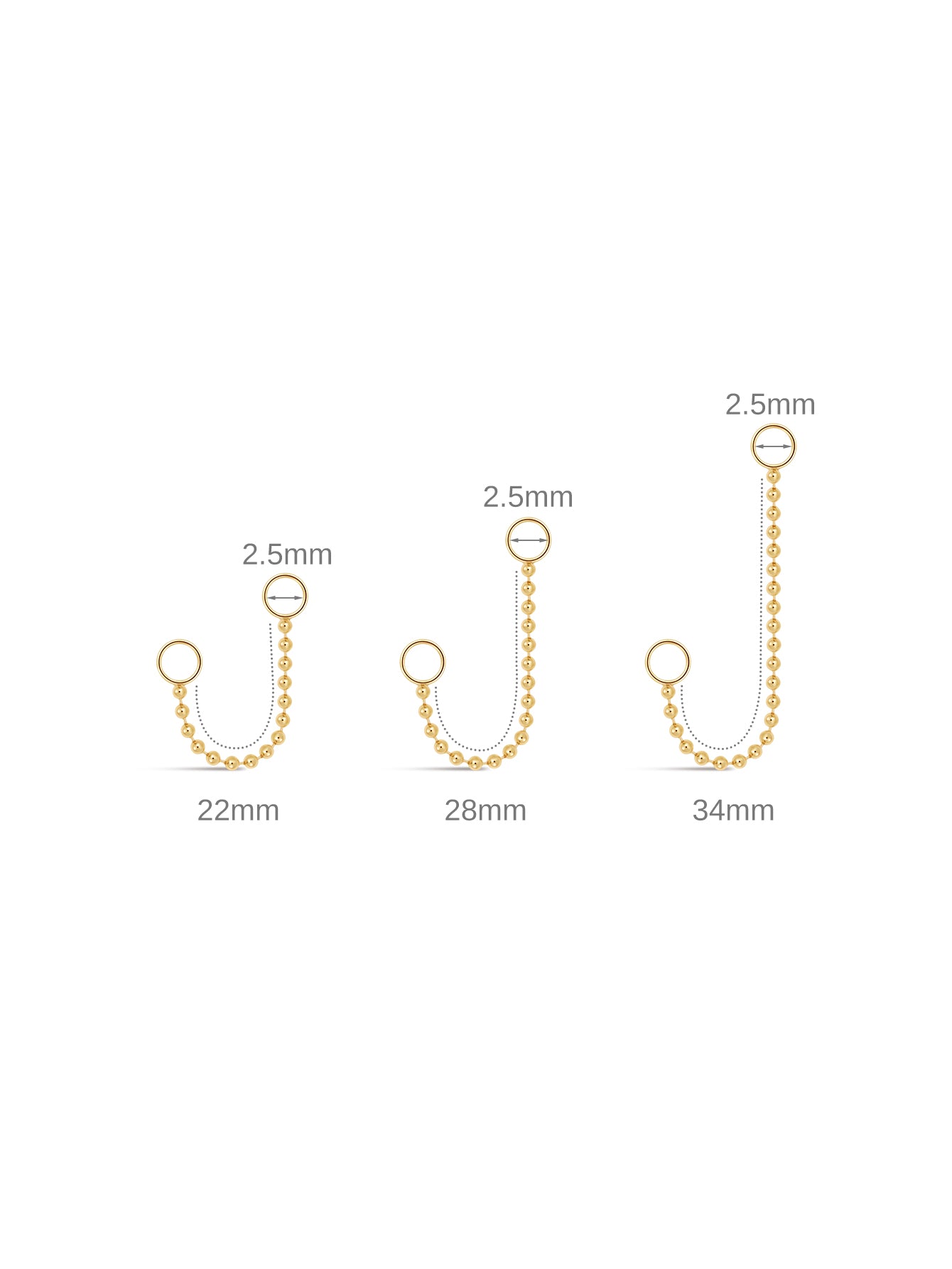 Spheres Chain Charm In 14K Solid Gold