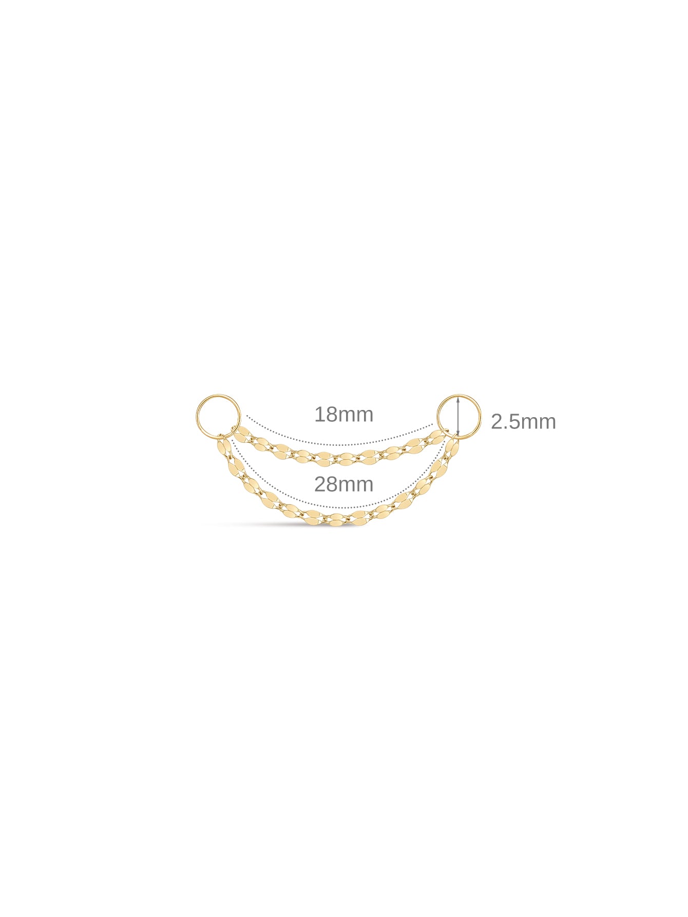 Baby Rolo Double Chain Charm In 14K Solid Gold