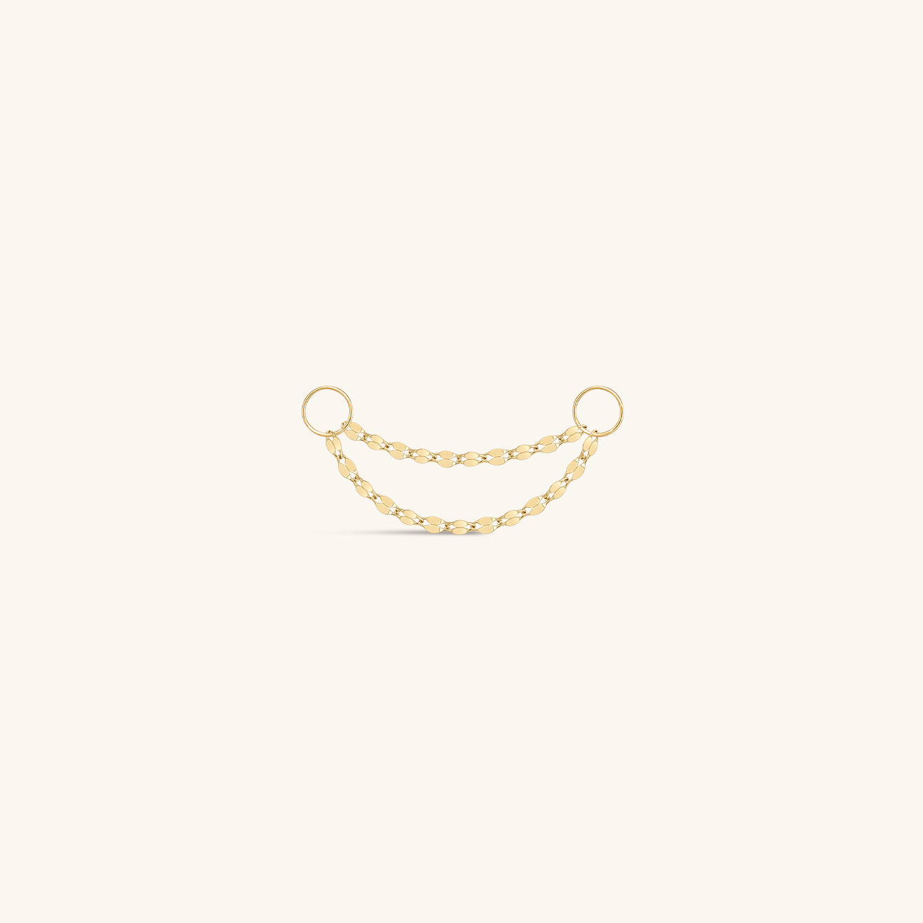 Baby Rolo Double Chain Charm In 14K Solid Gold