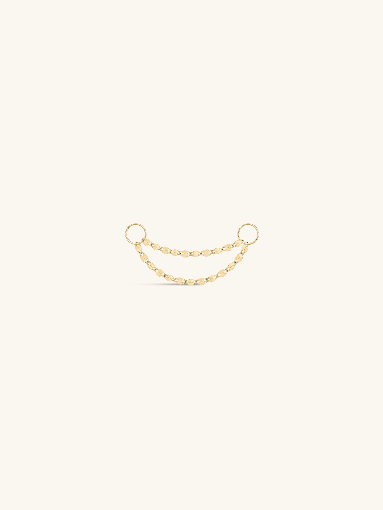 Baby Rolo Double Chain Charm In 14K Solid Gold