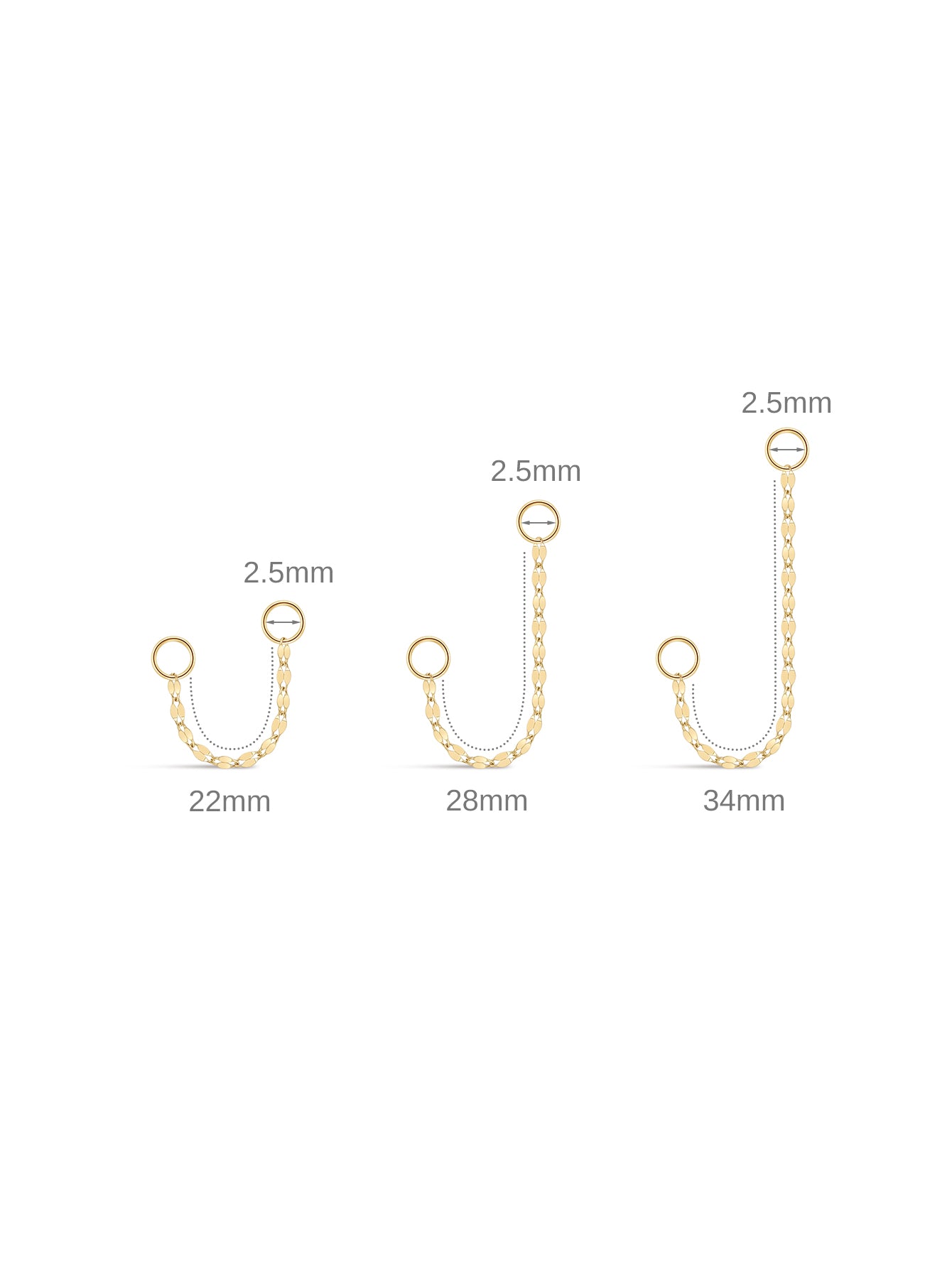 Baby Rolo Chain Charm In 14K Solid Gold