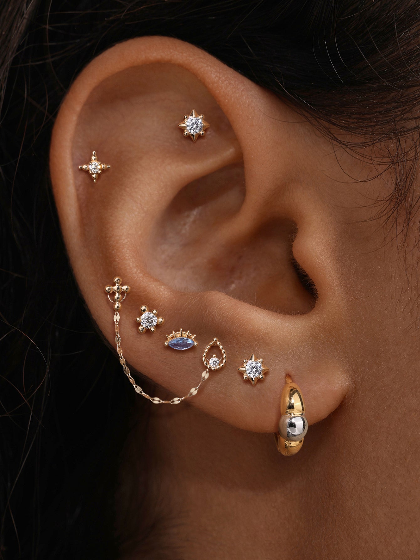 Baby Rolo Chain Charm In 14K Solid Gold