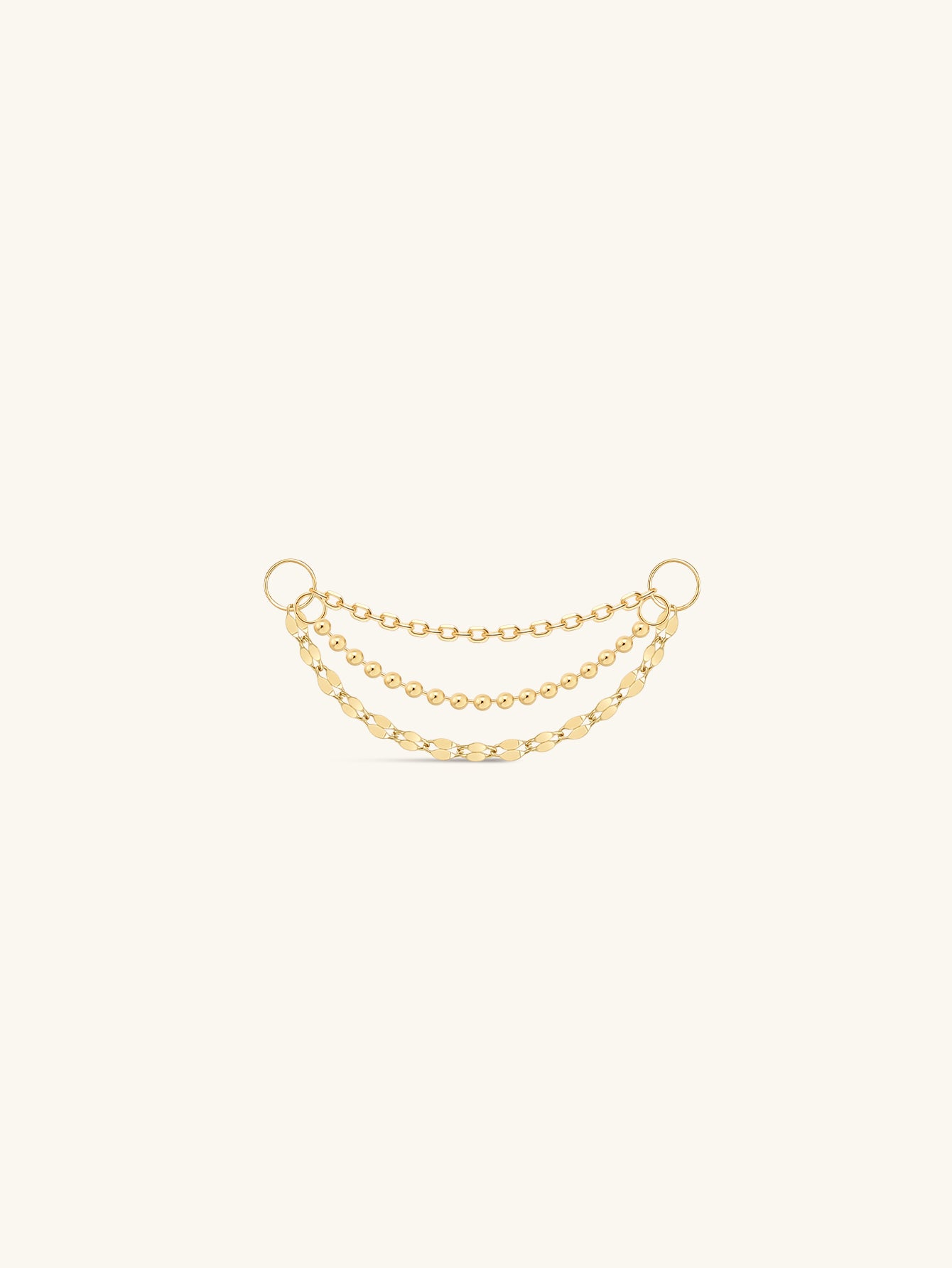 Double Box Chain Charm In 14K Solid Gold