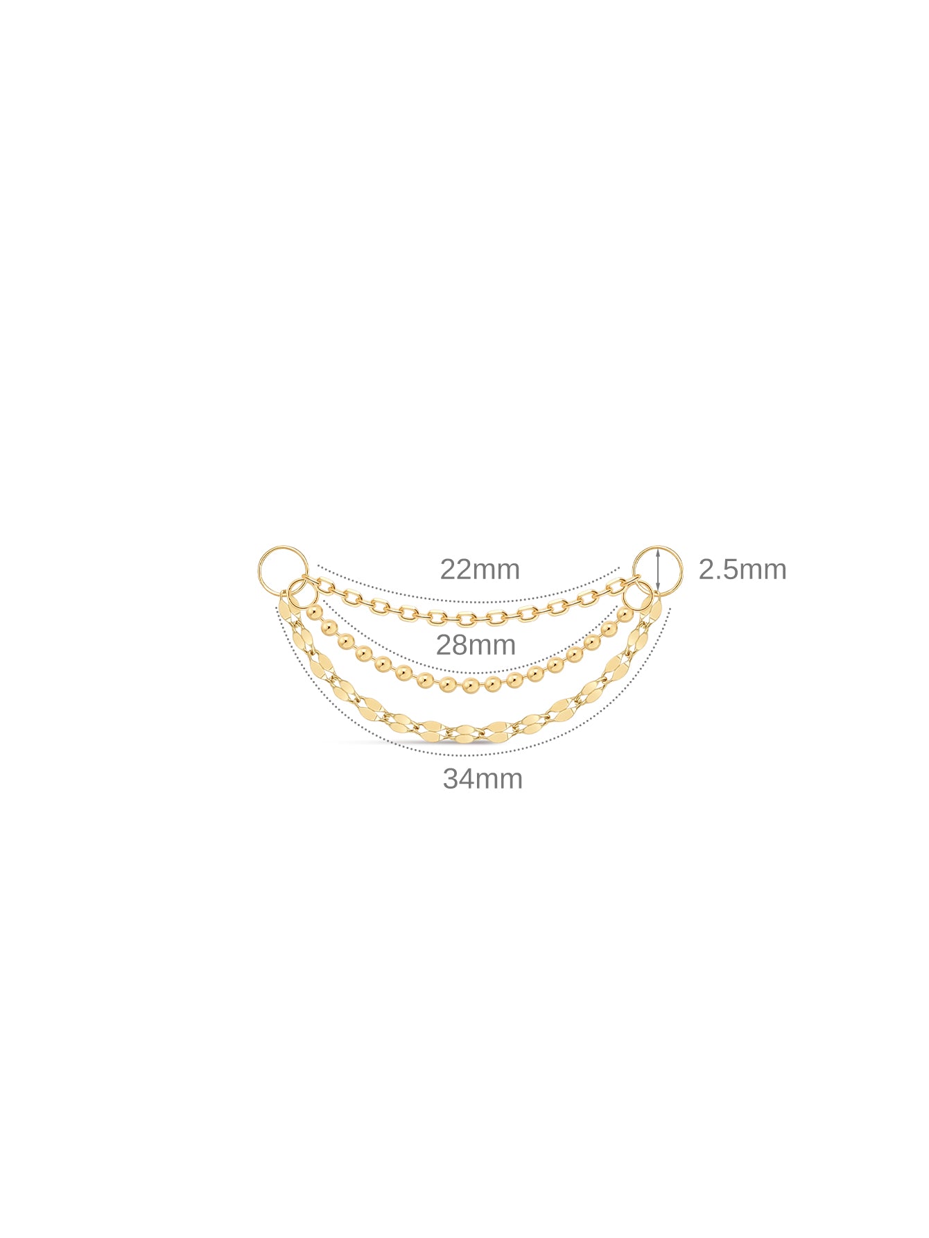 Double Box Chain Charm In 14K Solid Gold