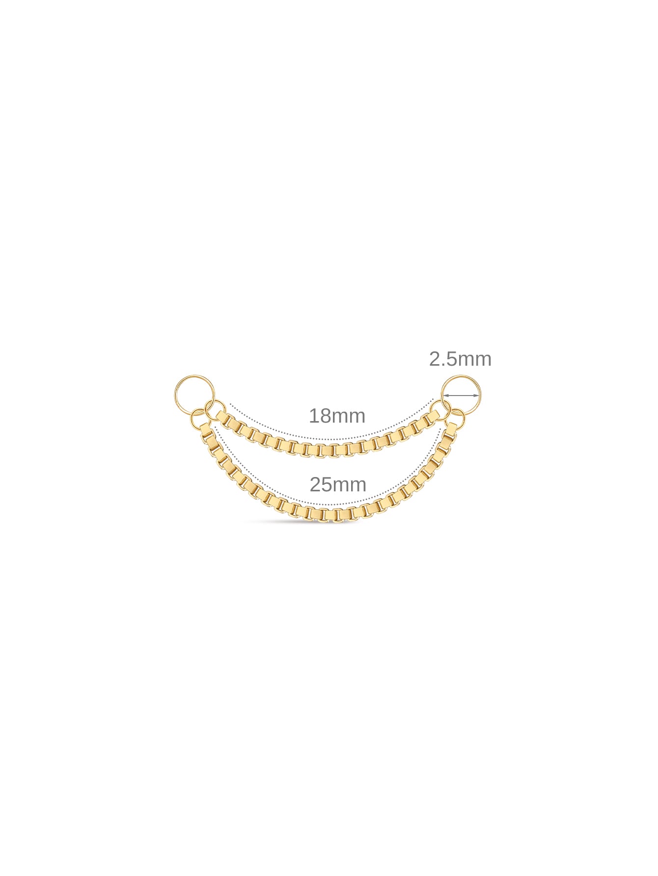 Double Box Chain Charm In 14K Solid Gold