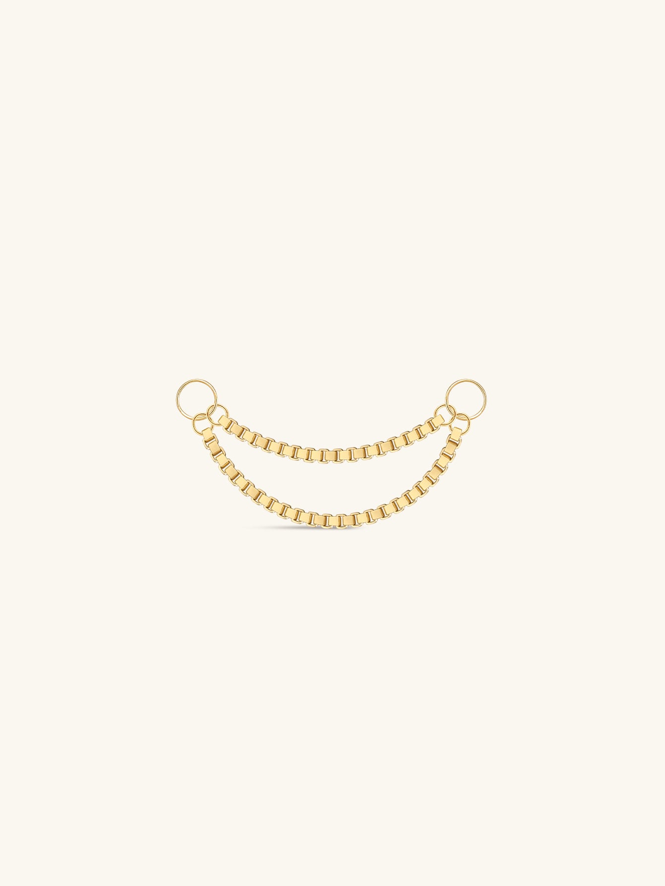 Double Box Chain Charm In 14K Solid Gold