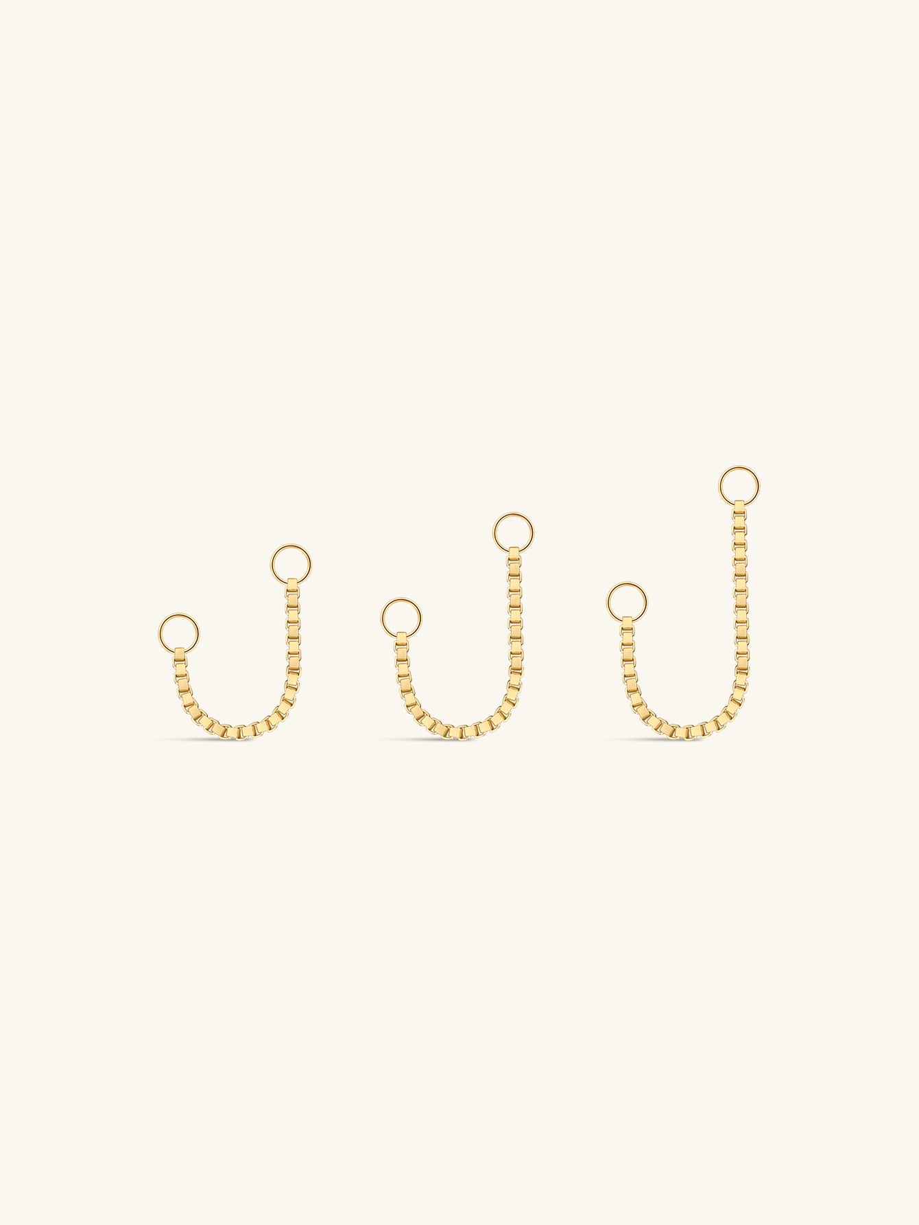 Box Chain Charm In 14K Solid Gold
