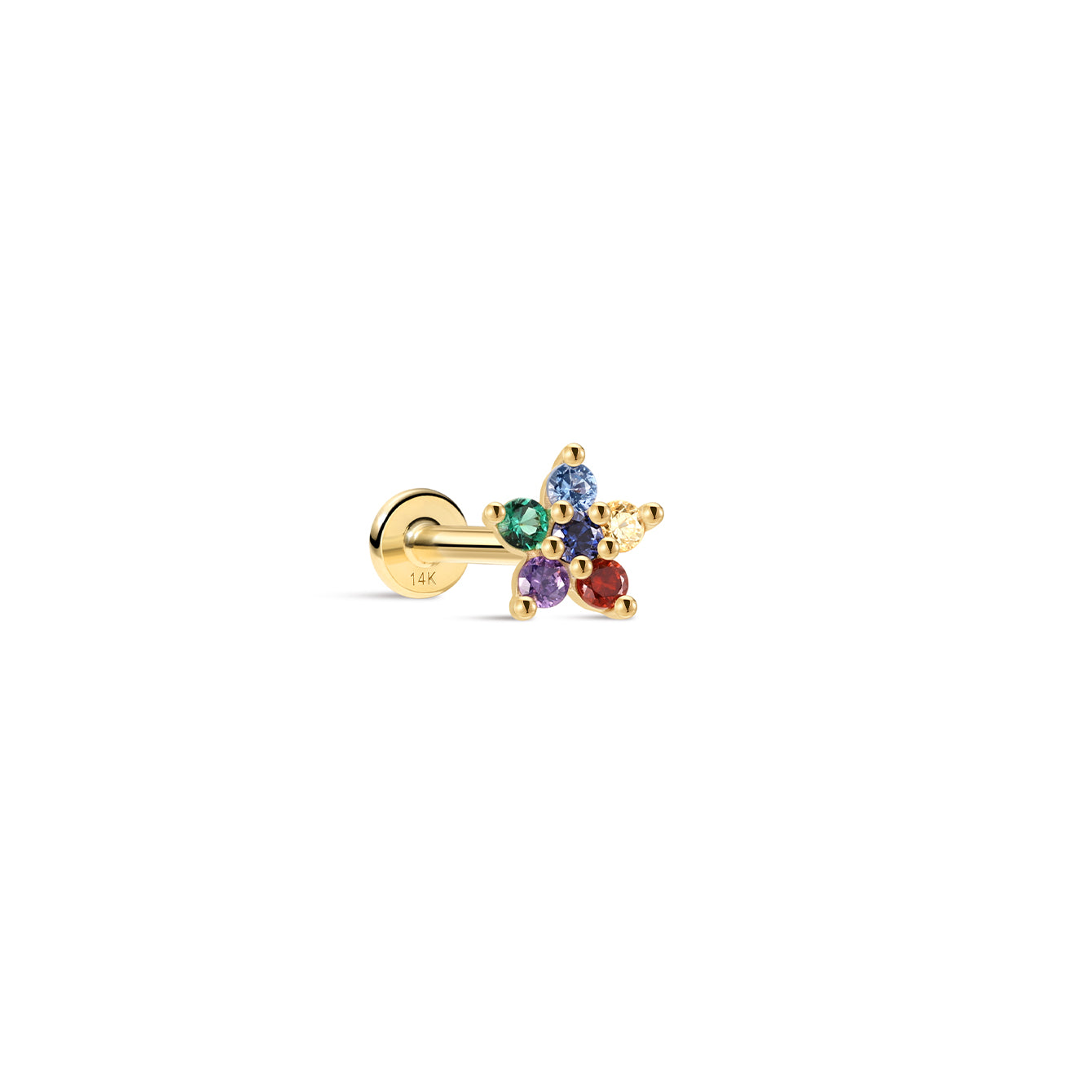 PETALS Bloom CZ Flat back in 14K Soild Gold