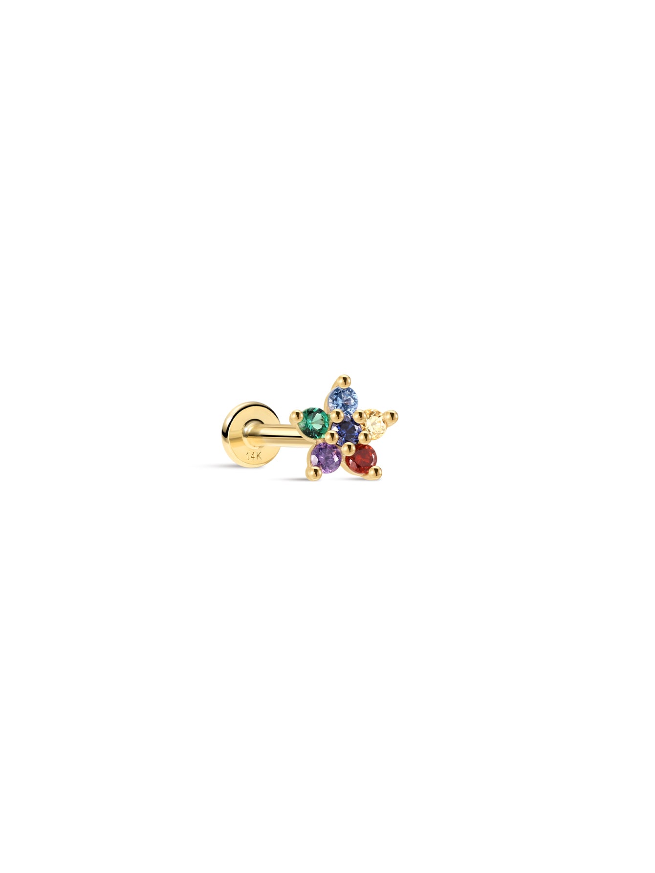 PETALS Bloom CZ Flat back in 14K Soild Gold