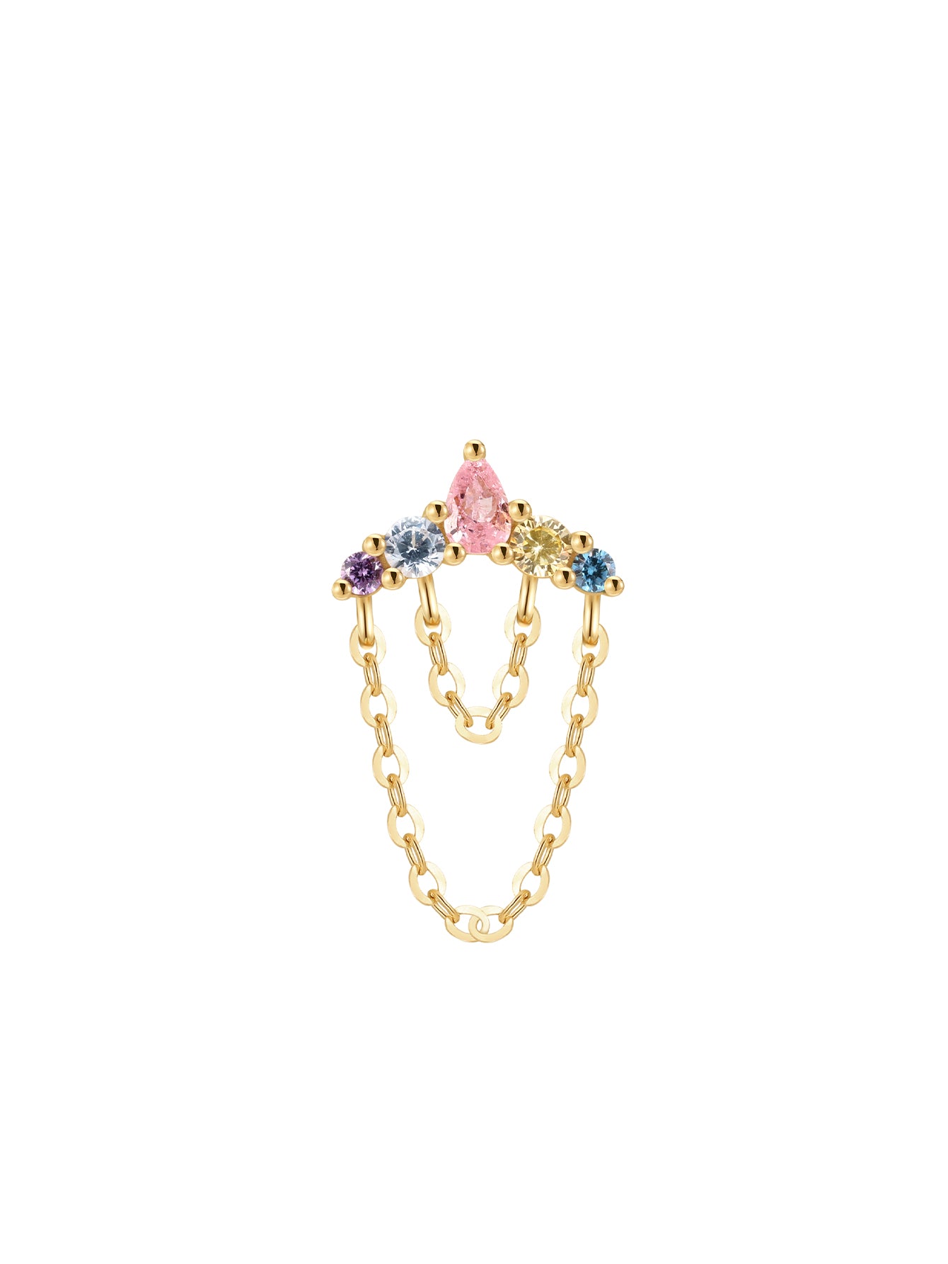 PETALS Cascade Chain CZ Flatback in 14K Solid Gold