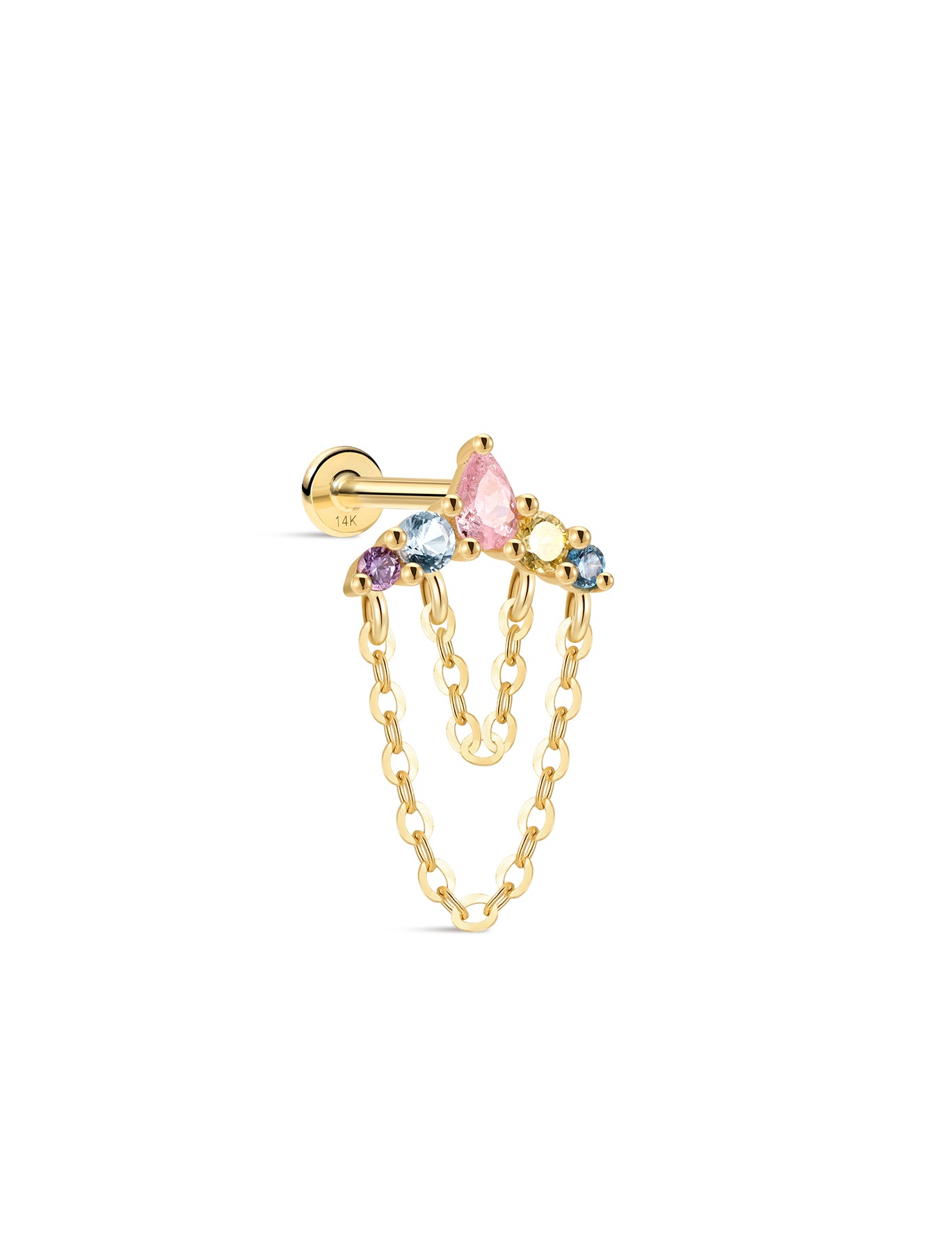 PETALS Cascade Chain CZ Flatback in 14K Solid Gold