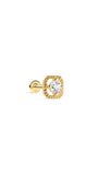 Étoile Quadrilateral Textured Round CZ Flatback Stud In 14k Solid Gold