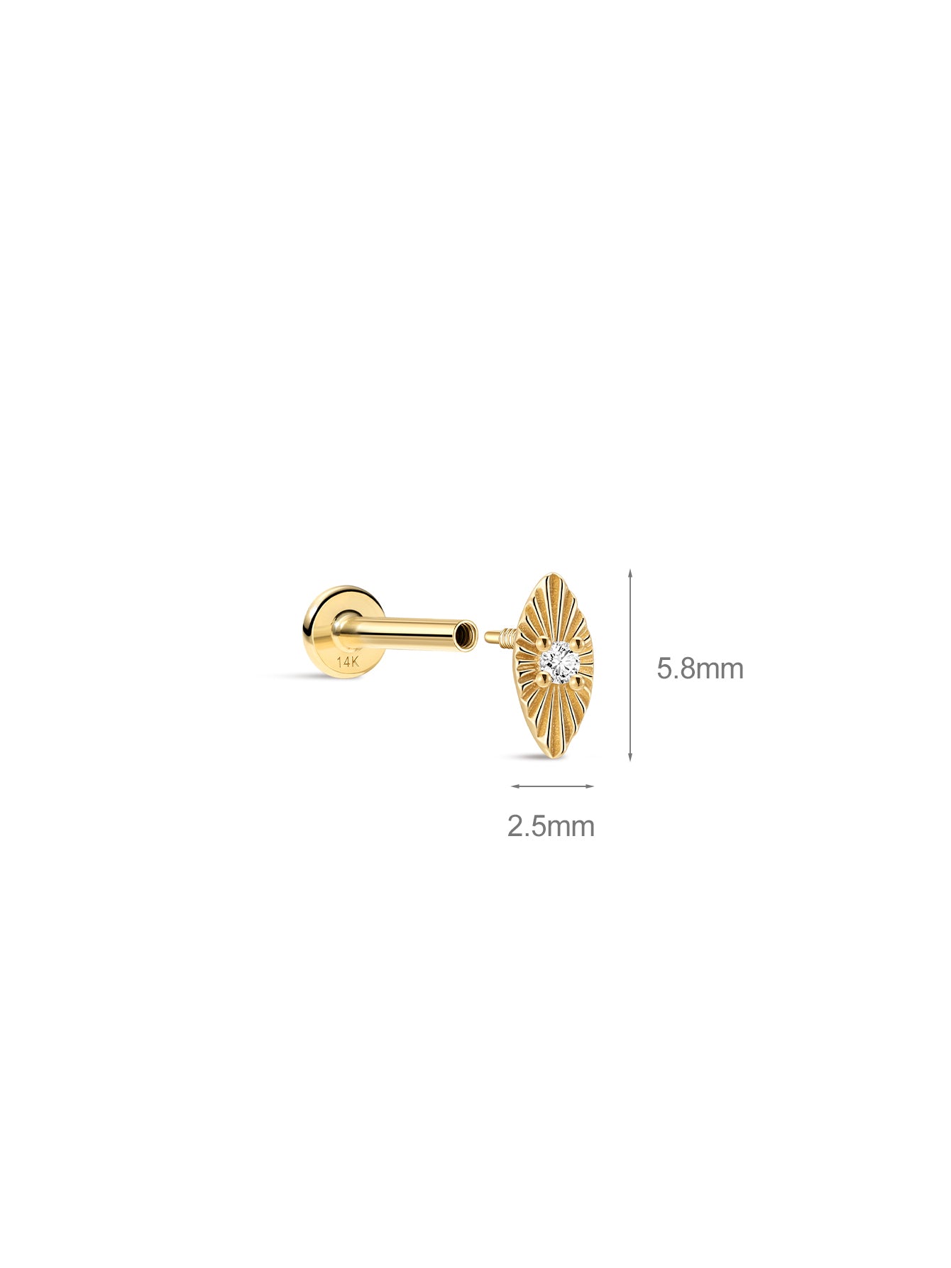 Étoile Horse Eye Flatback Stud In 14k Solid Gold