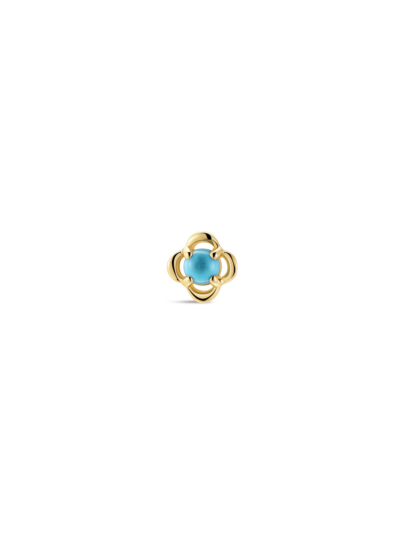 Étoile Four-Leav Clover Turquoise Flatback Stud من الذهب الخالص عيار 14 قيراط