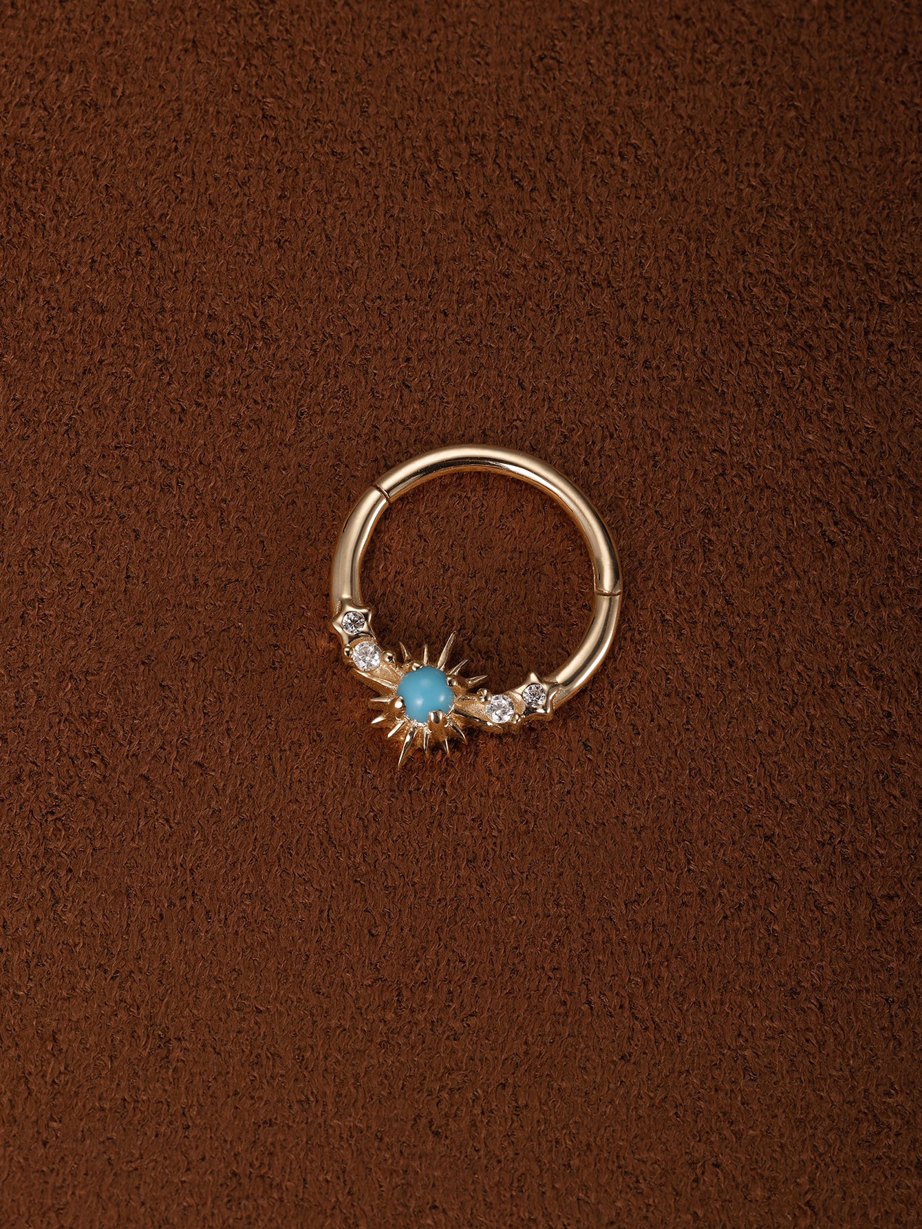 Clicker Étoile Sun Turquesa en oro macizo de 14 k