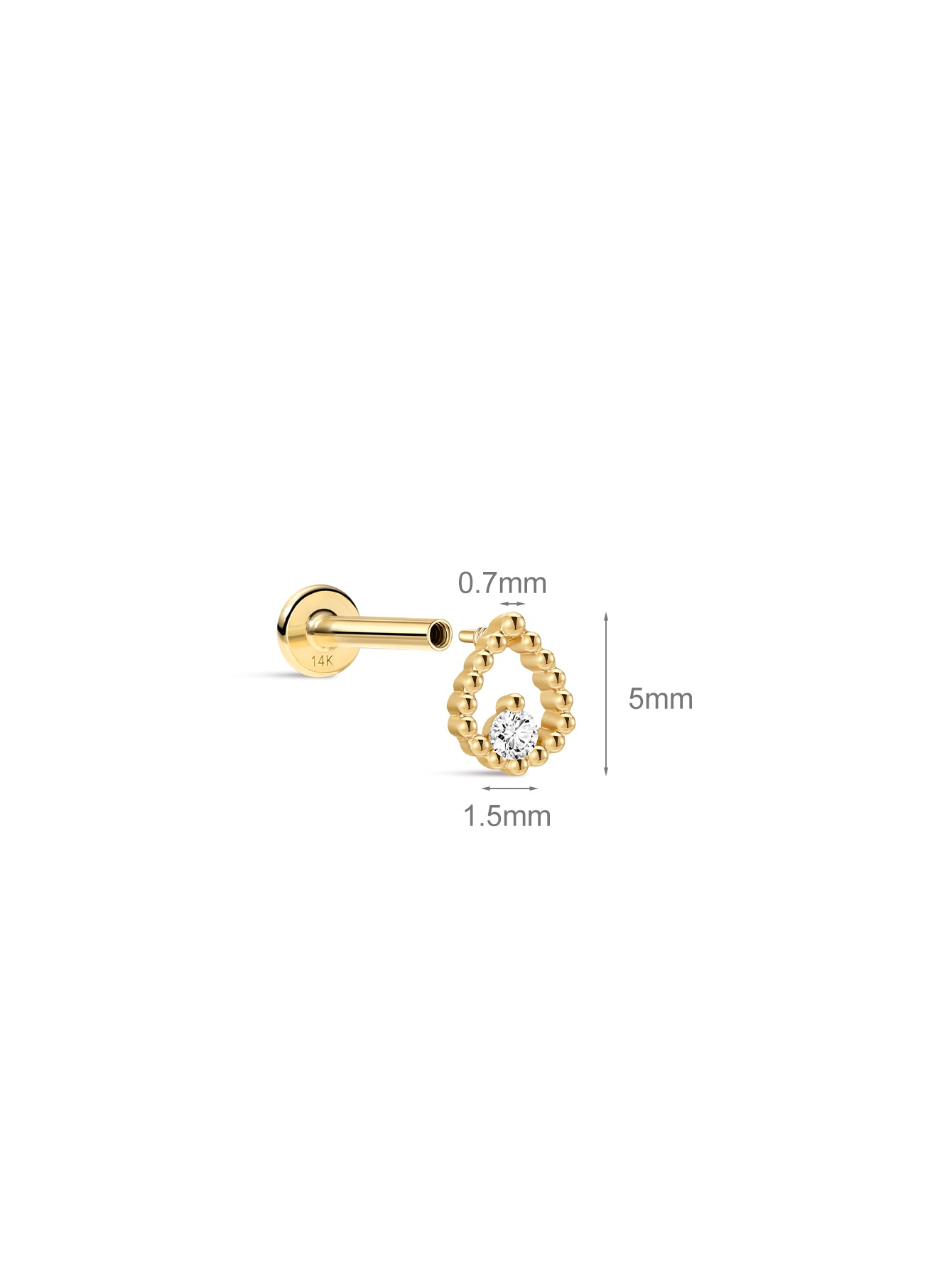 Perléa Pear CZ Flatback In 14K Solid Gold