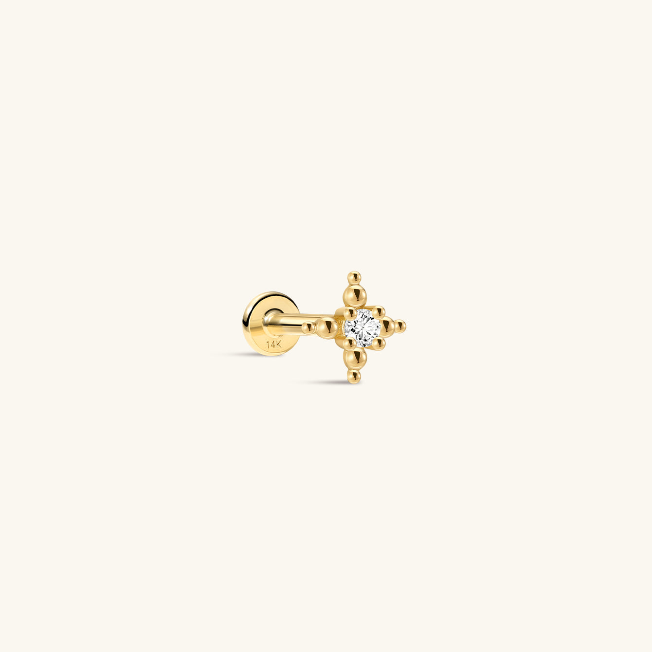 Perléa Cross Flatback In 14K Solid Gold