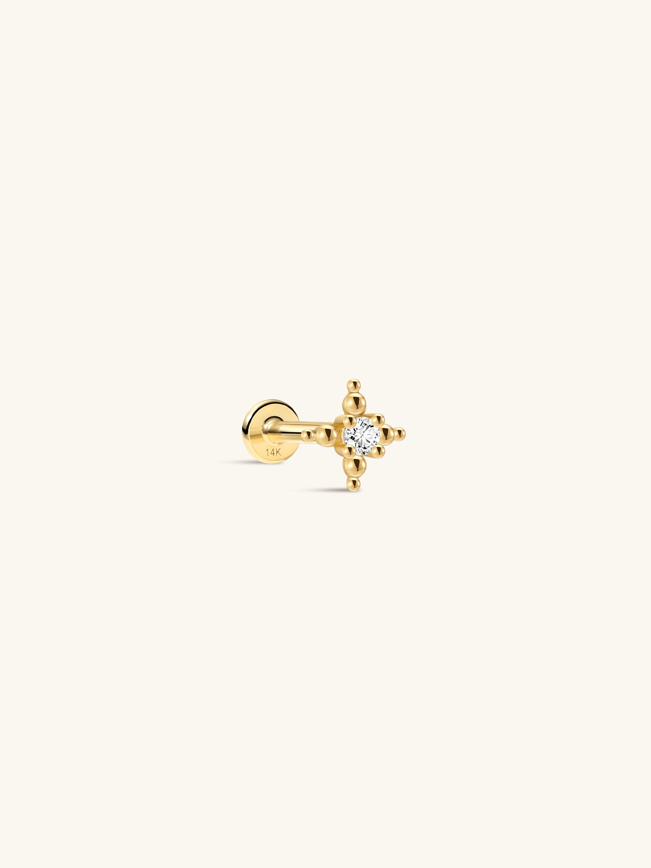 Perléa Cross Flatback In 14K Solid Gold