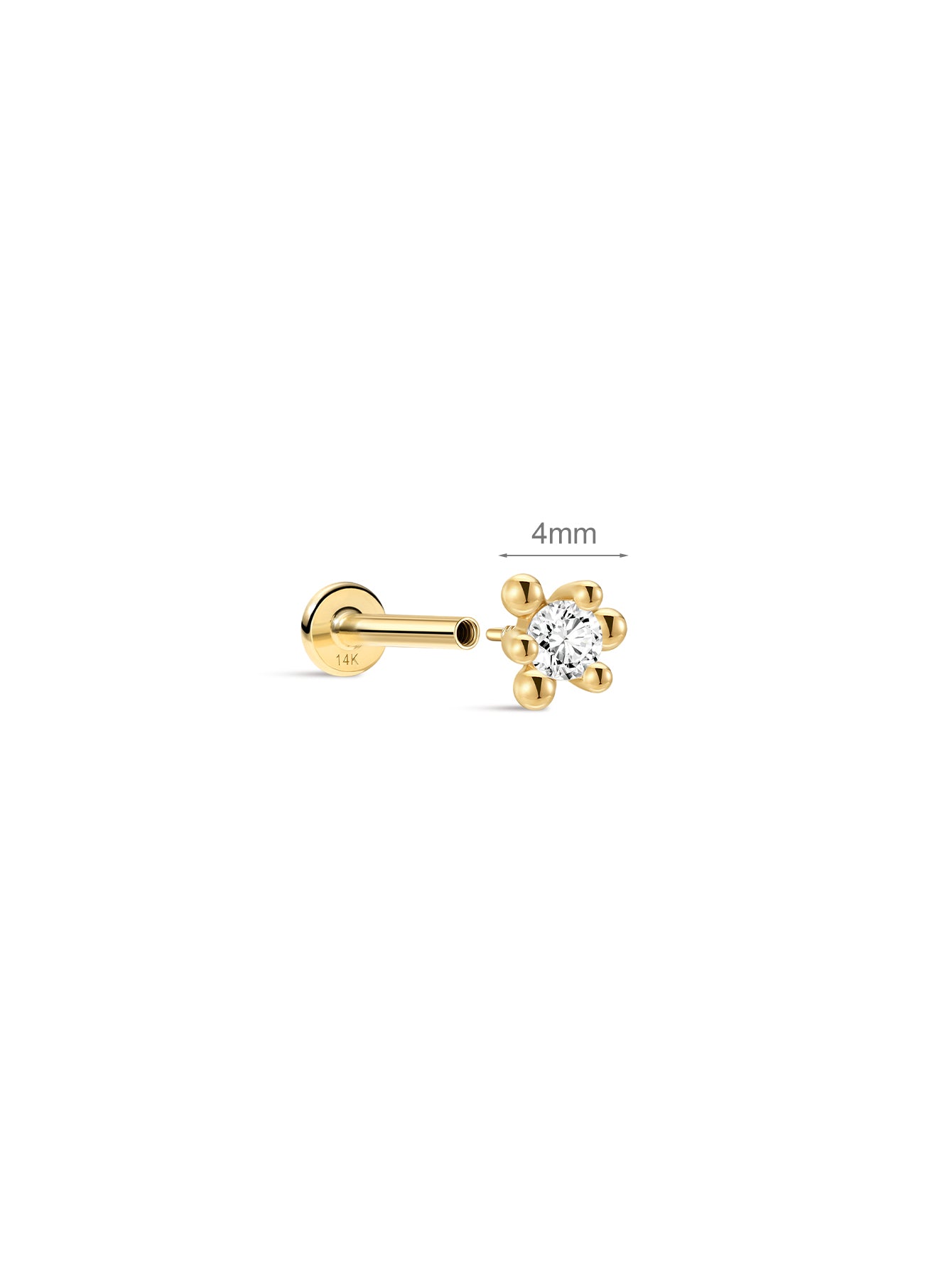 Perléa Round CZ Flatback In 14K Solid Gold