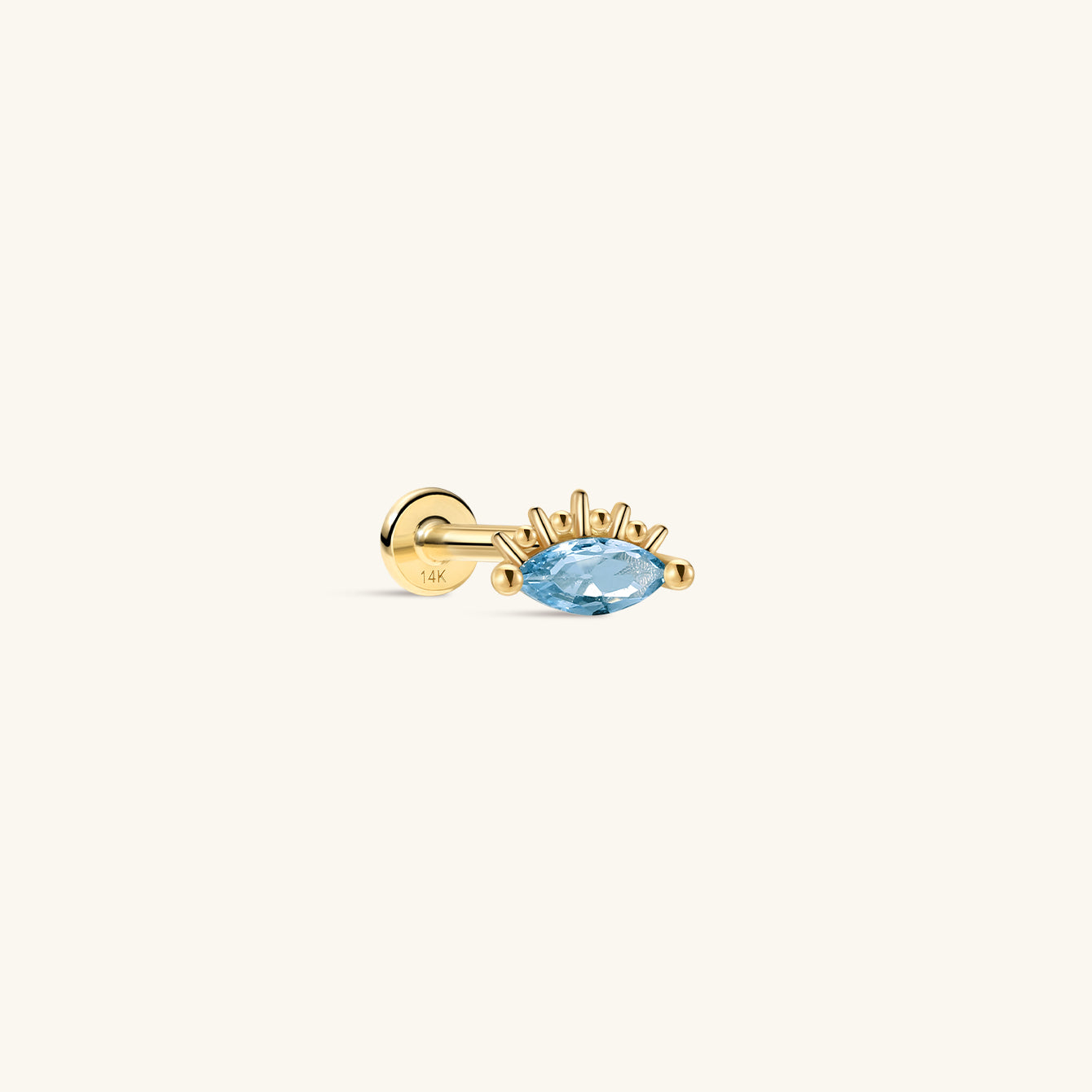 Perléa Marquise Blue CZ Flatback in 14K Solid Gold