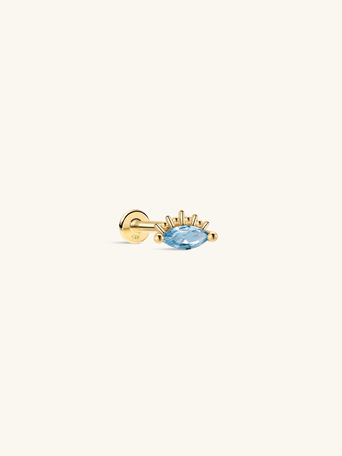 Perléa Marquise Blue CZ Flatback in 14K Solid Gold
