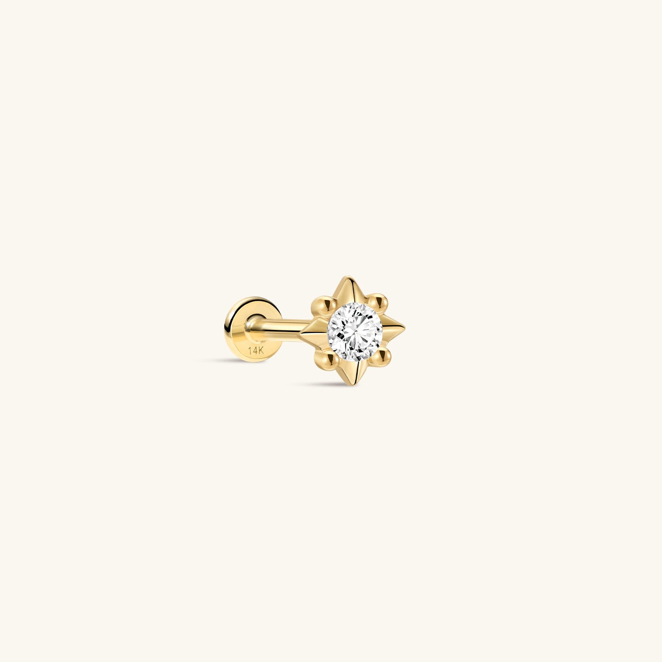 Perléa Star CZ Flatback in 14K Solid Gold