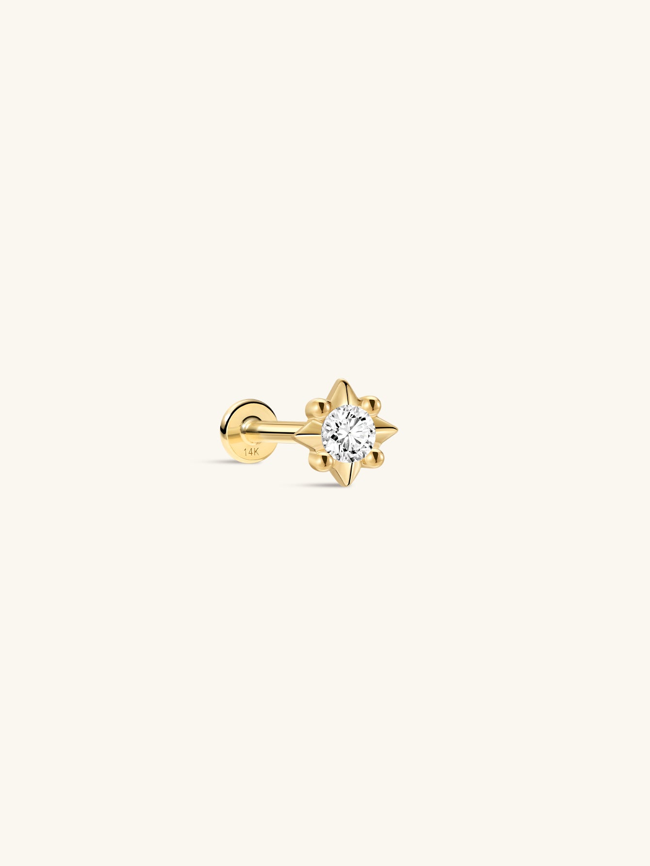 Perléa Star CZ Flatback in 14K Solid Gold