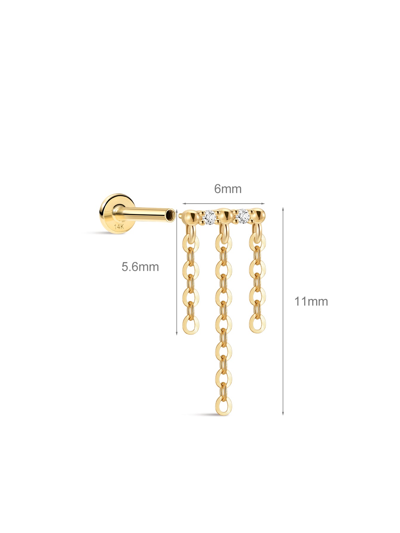 Perléa Triple Chain Flatback in 14K Solid Gold