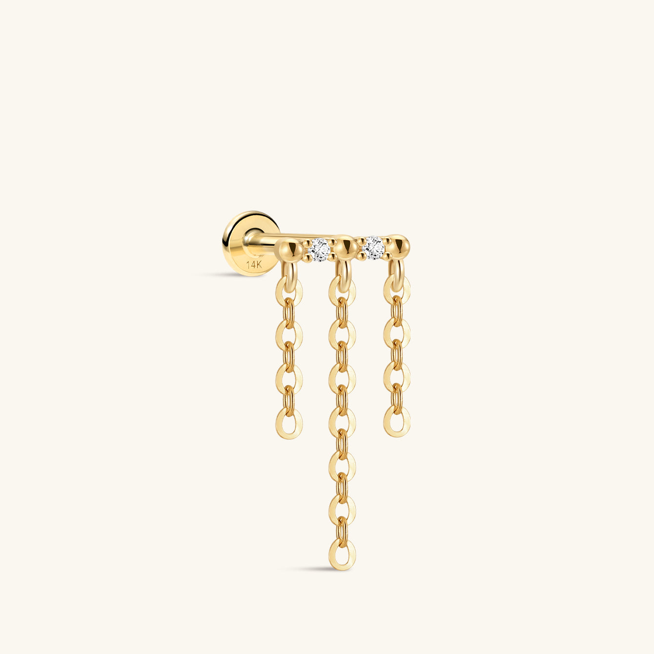 Perléa Triple Chain Flatback in 14K Solid Gold
