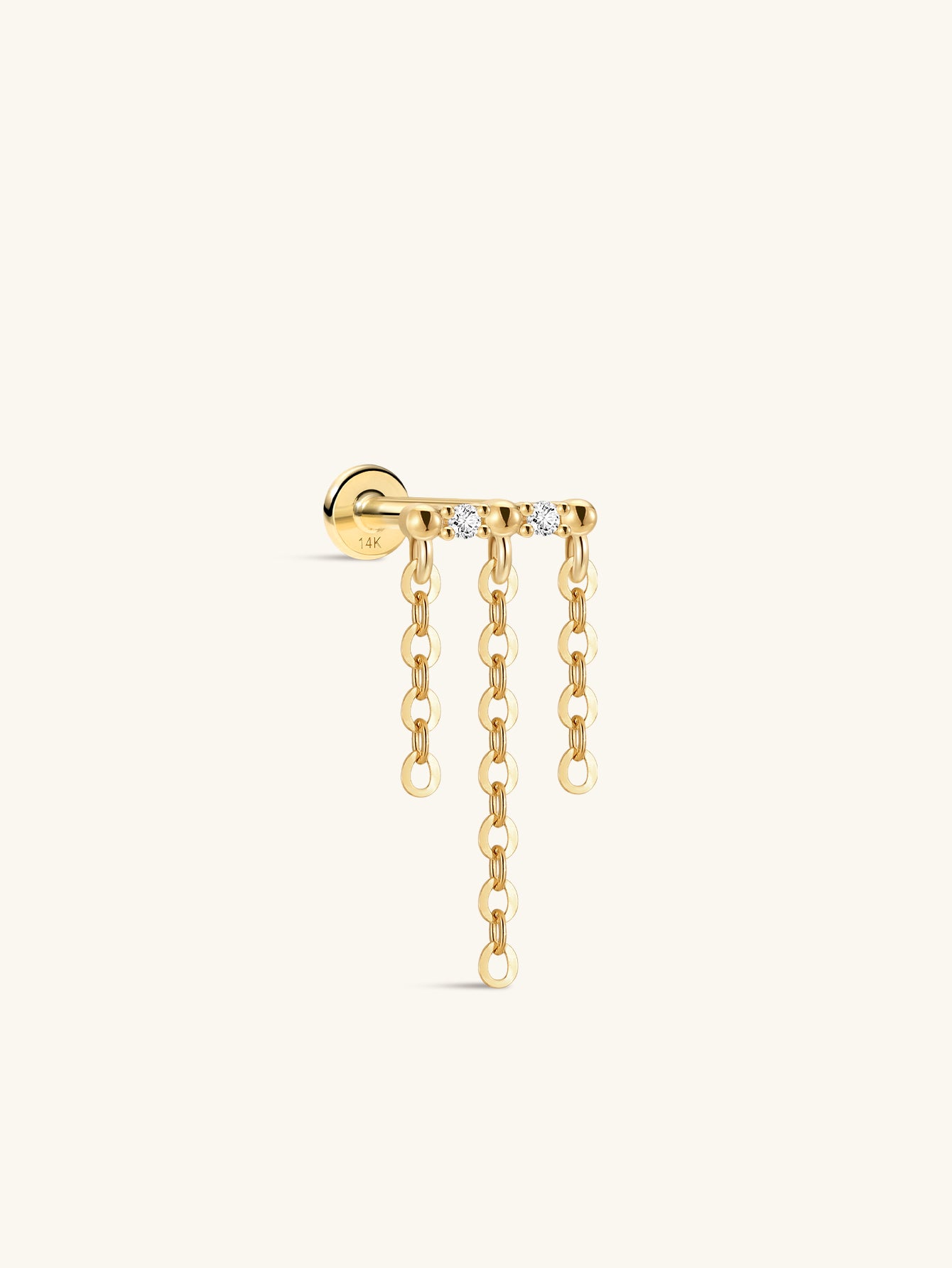 Perléa Triple Chain Flatback in 14K Solid Gold