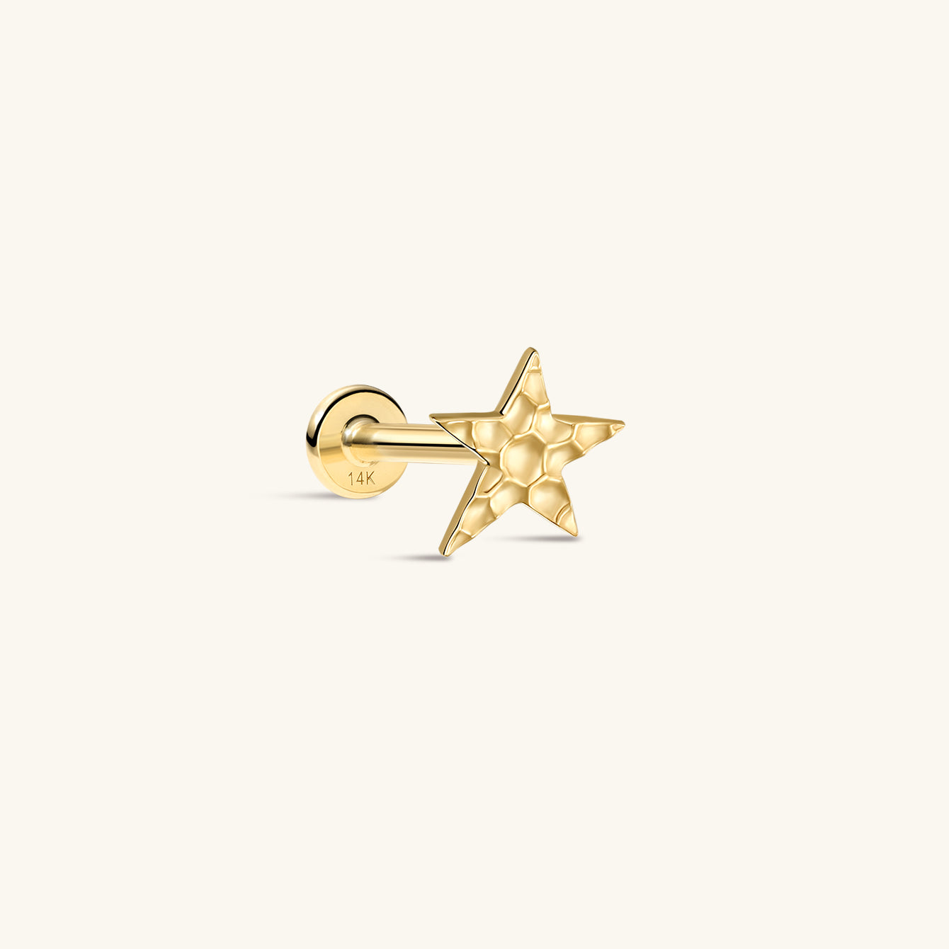 Hand Hammered Star Flatback  in 14K Solid Gold