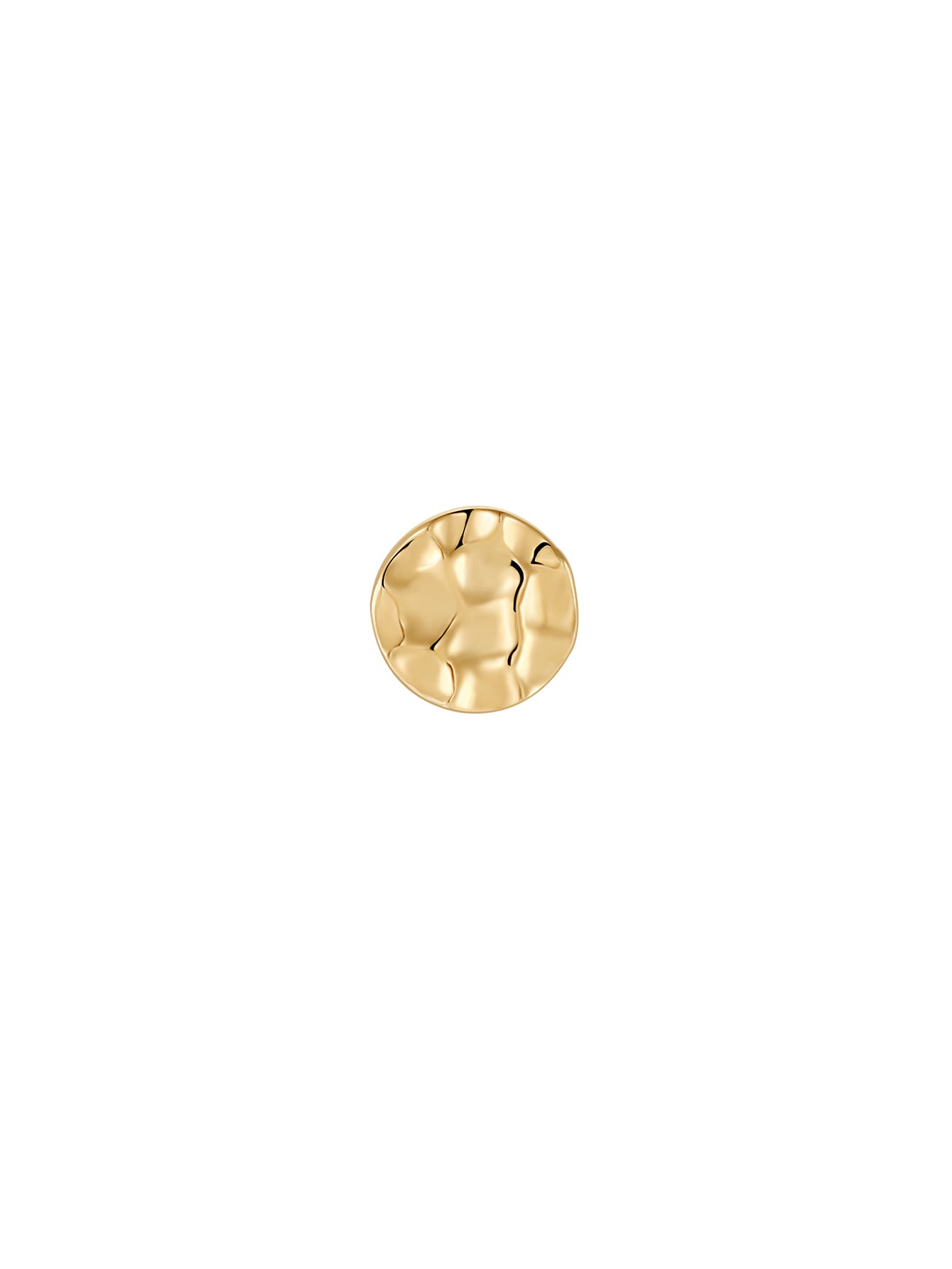 Hand Hammered Disc Flatback  in 14K Solid Gold