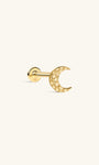 Kosiner Jewelry KOSINER Hand Hammered 14K Solid Gold Crescent Flat Back Stud