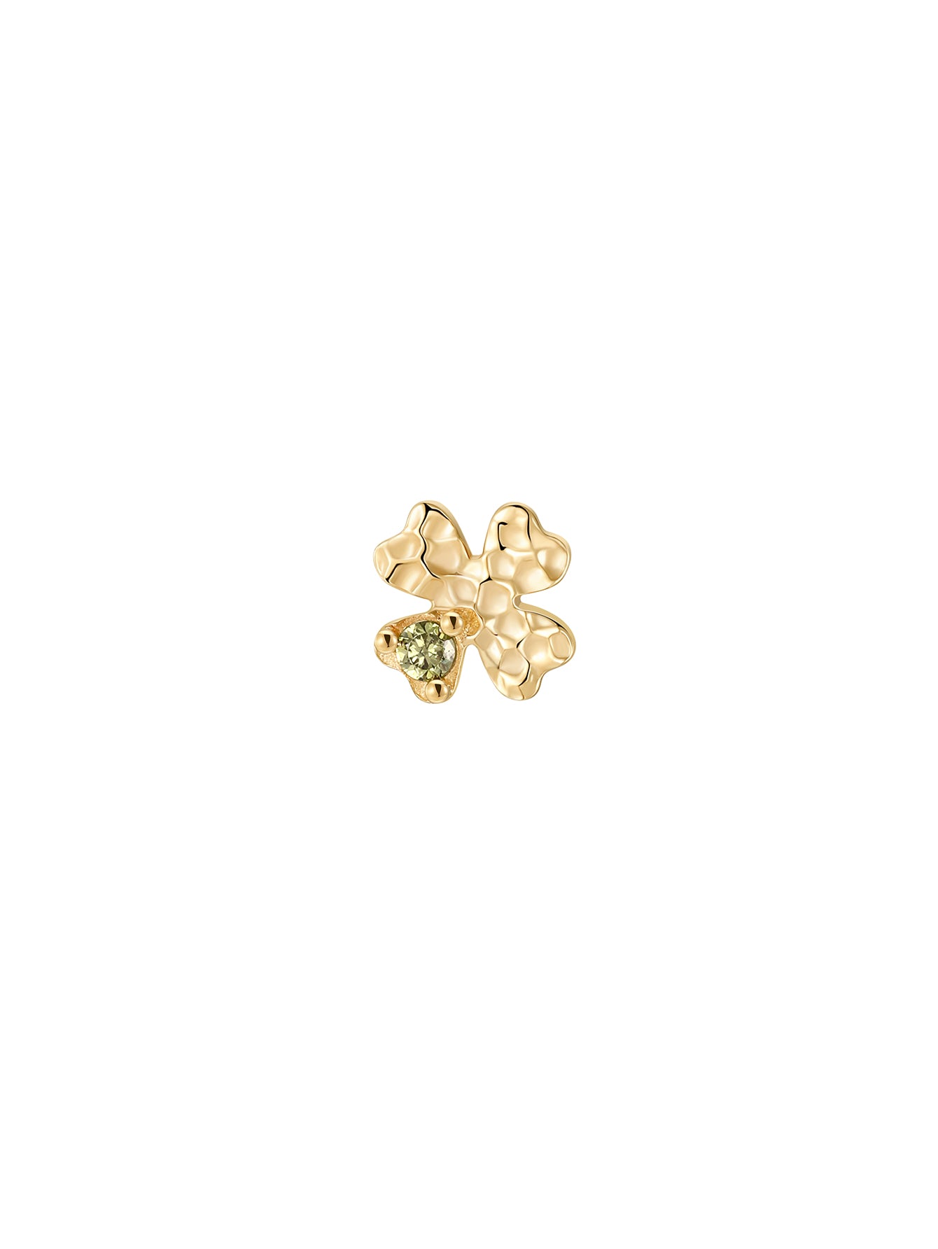 Hand Hammered Clover Flatback  in 14K Solid Gold