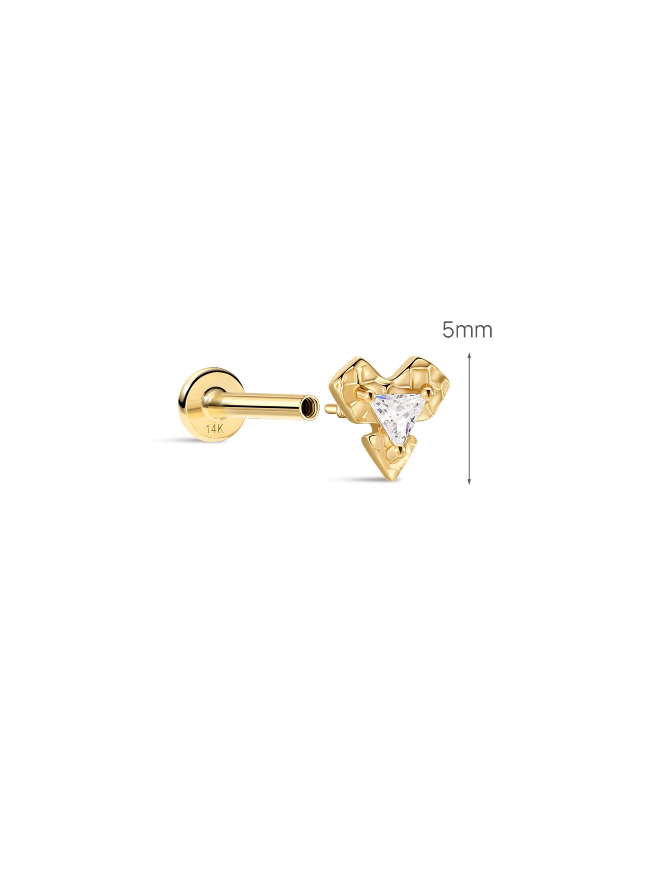 Hand Hammered Heart Trio Flatback  in 14K Solid Gold